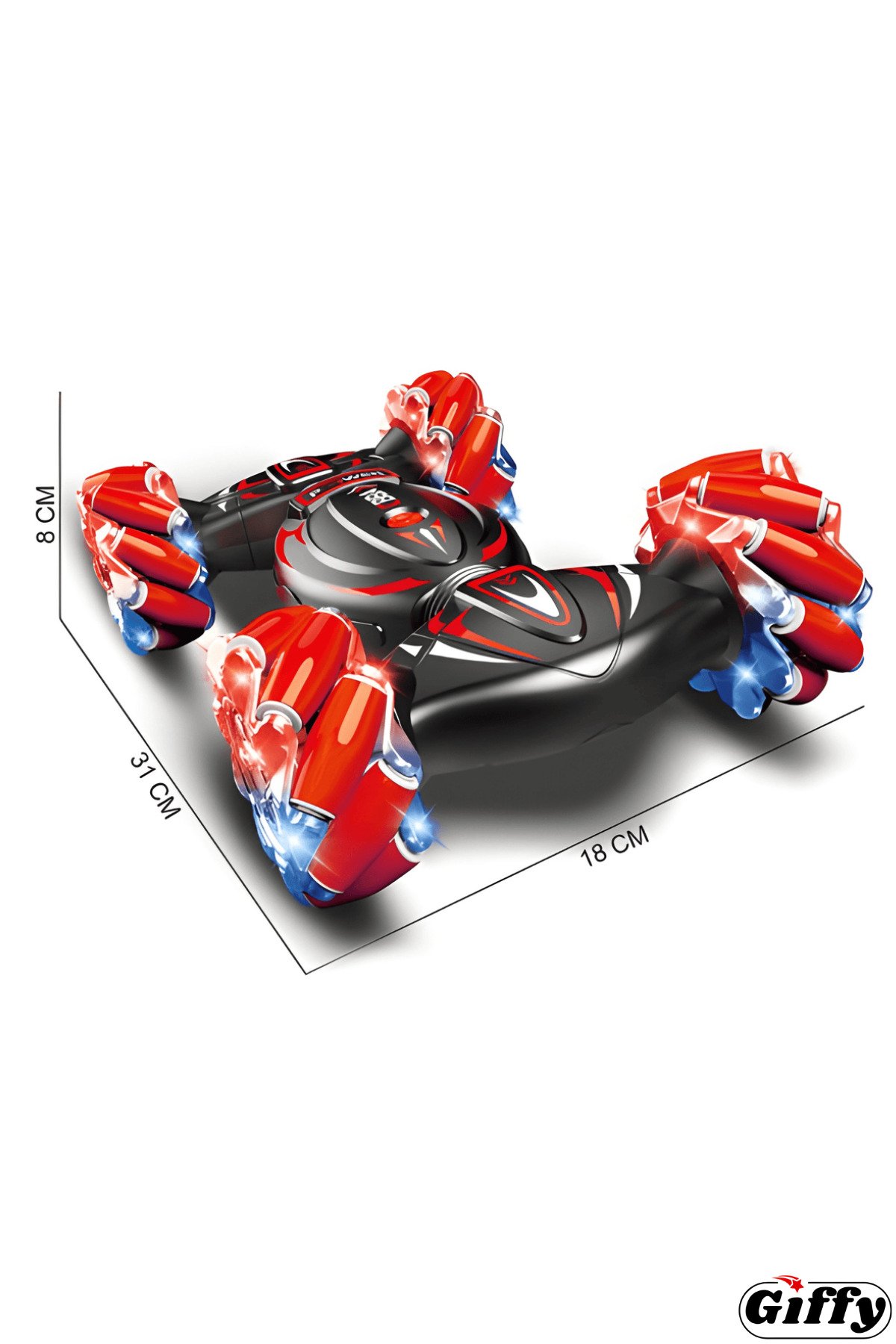 Oyuncak 2.4 GHz Uzaktan Kumandalı Akrobat Araba 4 Çeker Full Fonksiyon LED Işıklı Müzikli Şarjlı