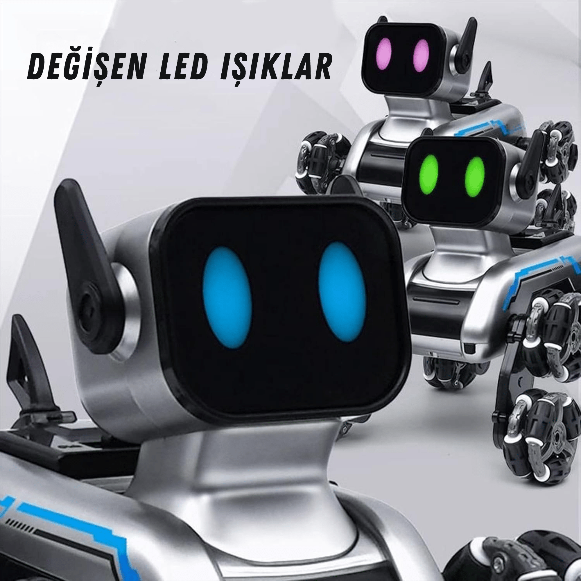 Oyuncak 2.4 GhZ Uzaktan ve Bilekten Kumandalı Şarjlı 8 Teker Akrobat Robot Köpek Müzikli ve Led Işık
