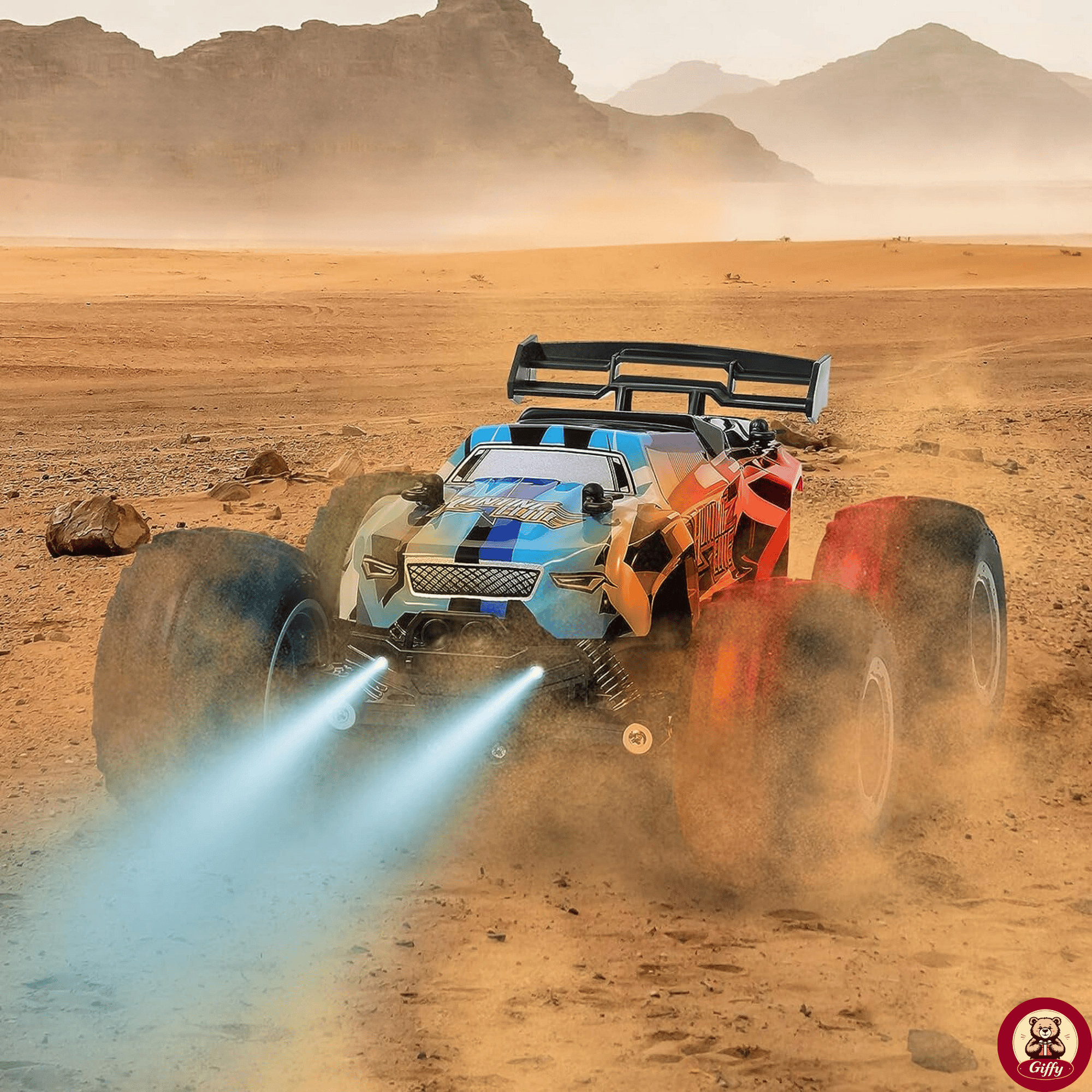 Oyuncak 2.4 GHz Uzaktan Kumandalı Şarjlı Led Işıklı Drift Atan 15 Km Hız Off Road 45 Dk Batarya (Mavi)