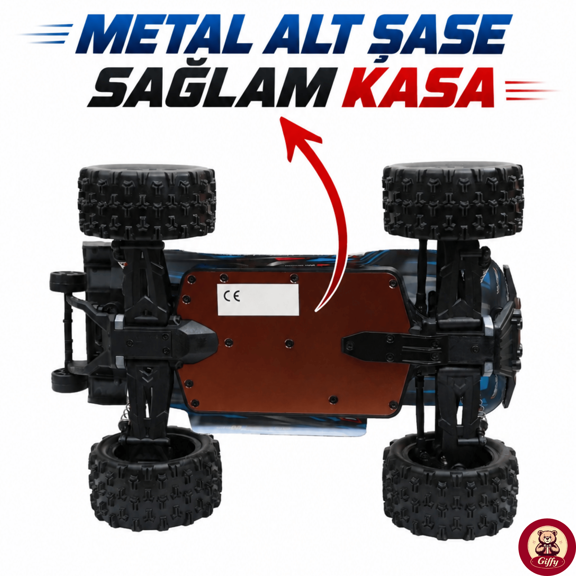 Oyuncak 2.4 GhZ Uzaktan Kumandalı RC Arazi Arabası 40 Km/sa Hız 4x4 Çekiş Metal Şase RC390 Motor Şarjlı Led Işıklı Gaz ve Direksiyon Hassasiyetli (Mavi)