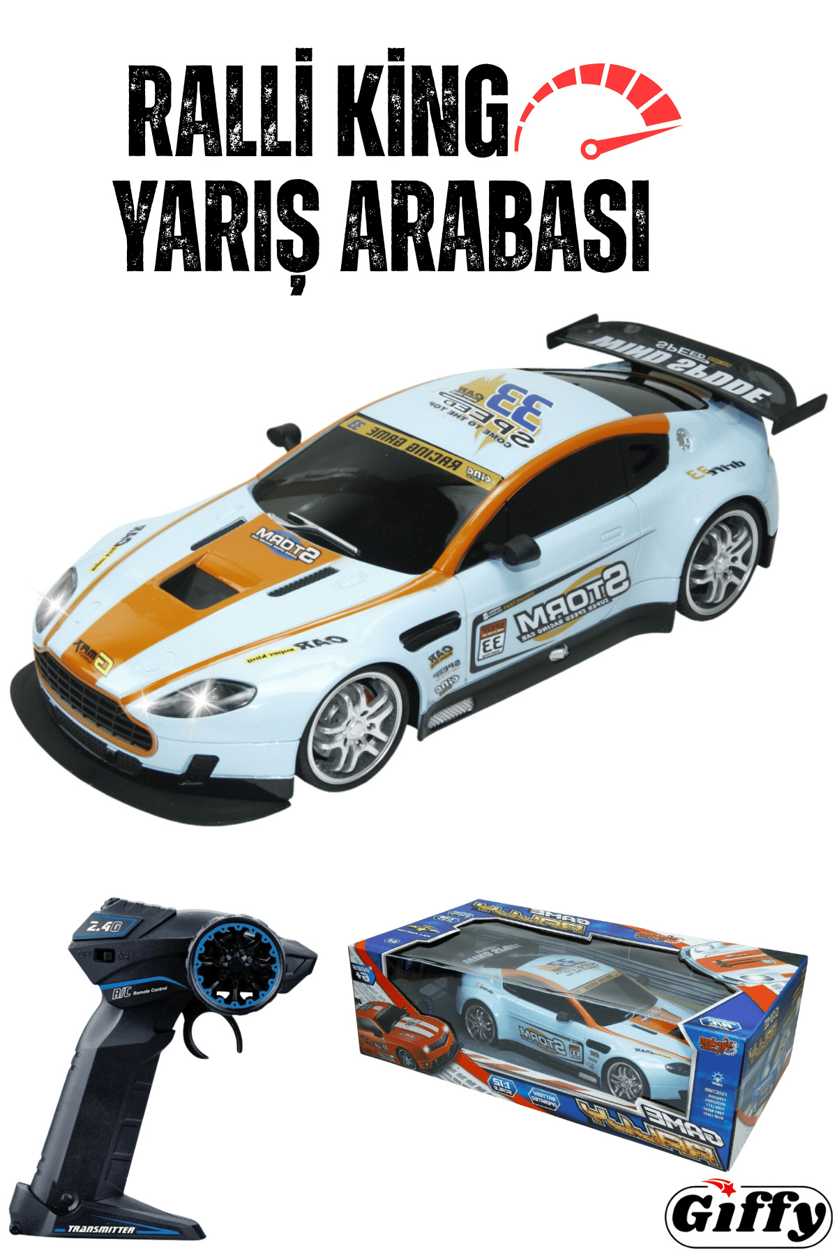 Oyuncak 2.4 Uzaktan Kumandalı Şarjlı Full Fonksiyon Ralli Racing Yarış Arabası 33 Cm Led Işıklı