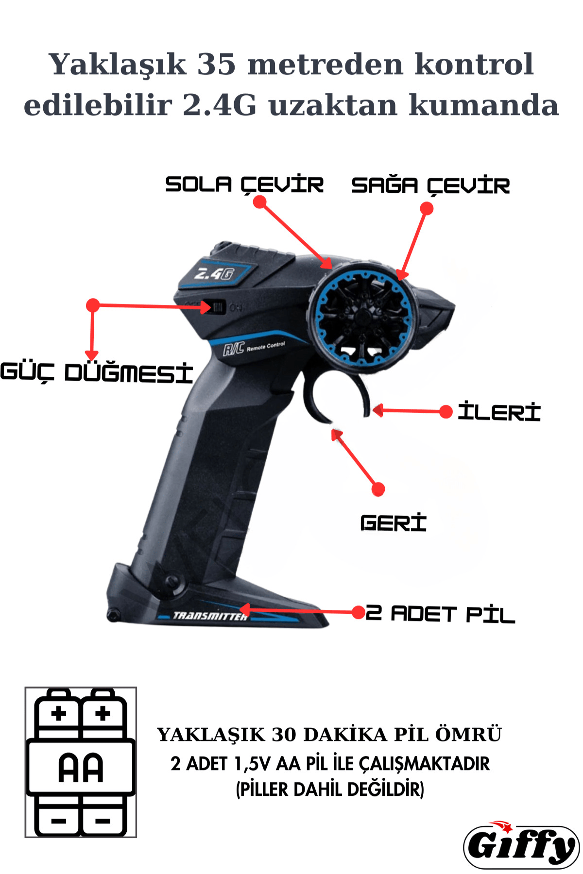 Oyuncak 2.4 Uzaktan Kumandalı Şarjlı Full Fonksiyon Ralli Racing Yarış Arabası 33 Cm Led Işıklı