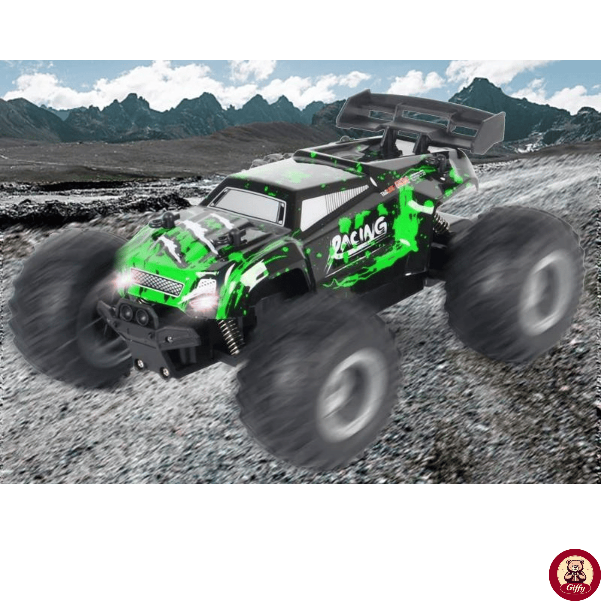 Oyuncak 2.4 GHz Uzaktan Kumandalı Şarjlı Led Işıklı Drift Atan 15 Km Hız Off Road 45 Dk Batarya (Yeşil)