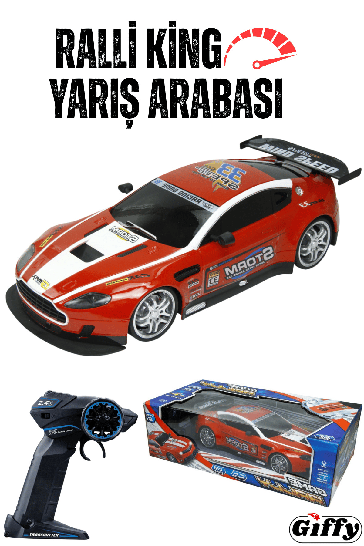 Oyuncak 2.4 Uzaktan Kumandalı Şarjlı Full Fonksiyon Ralli Racing Yarış Arabası 33 Cm Led Işıklı