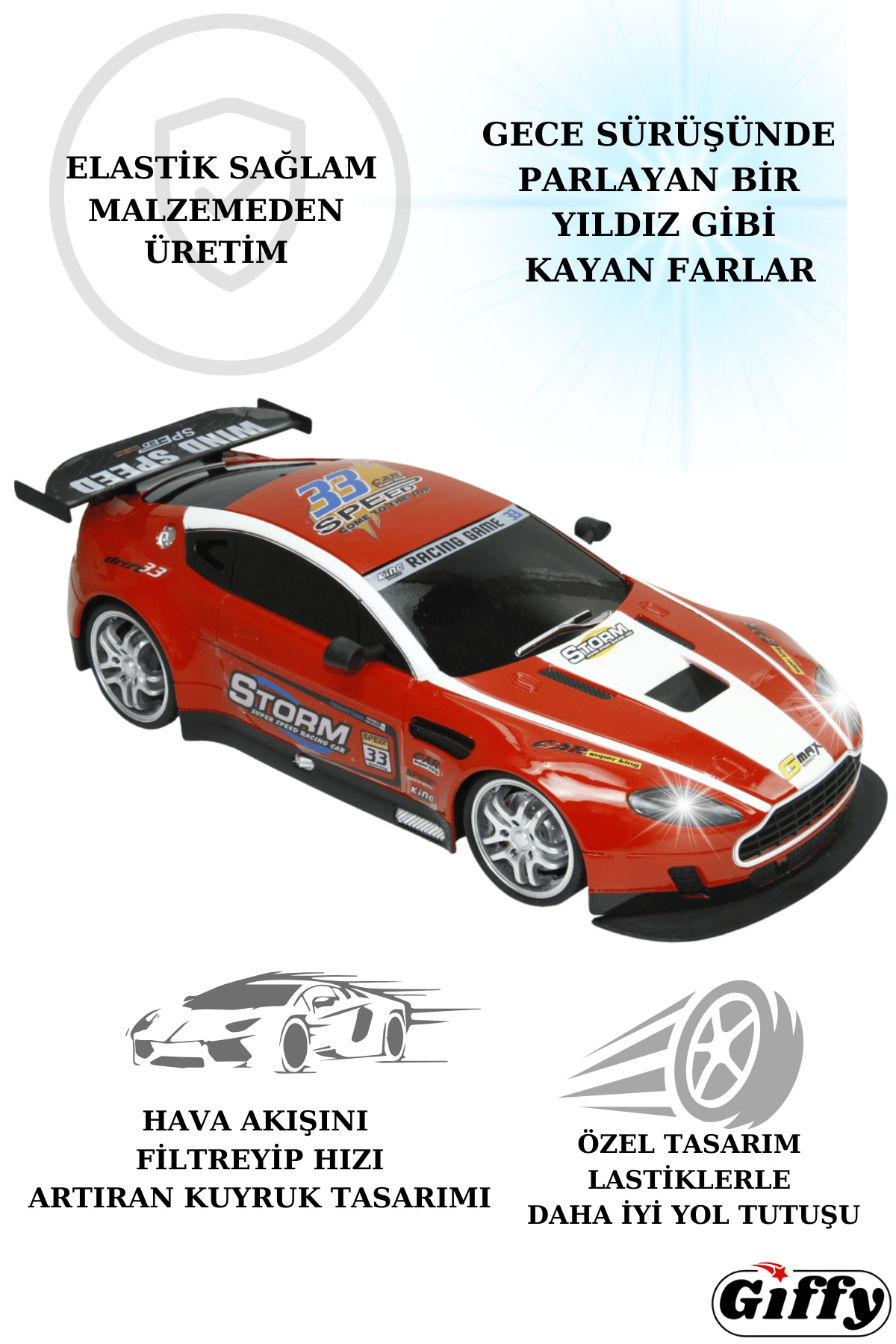 Oyuncak 2.4 Uzaktan Kumandalı Şarjlı Full Fonksiyon Ralli Racing Yarış Arabası 33 Cm Led Işıklı