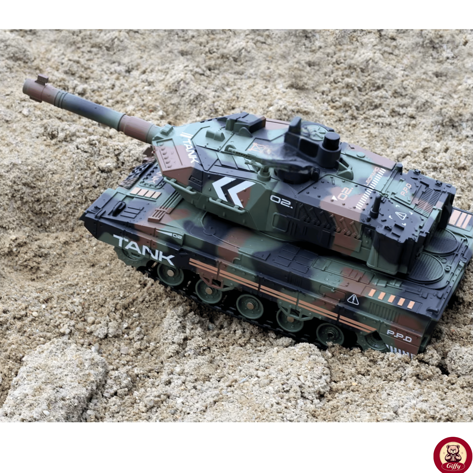 Oyuncak 2.4 Uzaktan Kumandalı Su Bombası Atan Tank Buharlı 1200 Şarjlı Sesli Gövdesi 360° Hareketli Gövde (Yeşil)