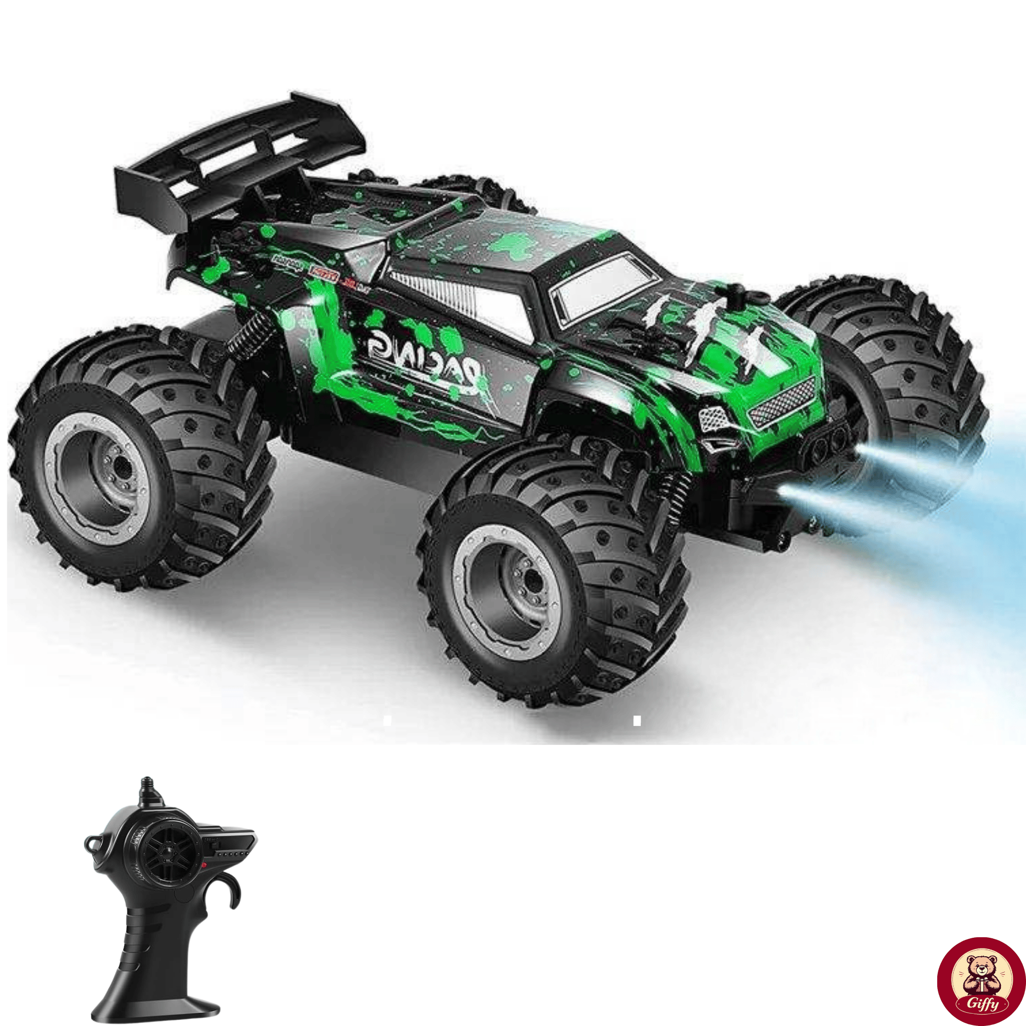 Oyuncak 2.4 GHz Uzaktan Kumandalı Şarjlı Led Işıklı Drift Atan 15 Km Hız Off Road 45 Dk Batarya (Yeşil)