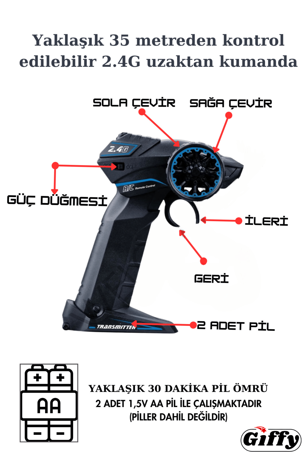 Oyuncak 2.4 Uzaktan Kumandalı Şarjlı Full Fonksiyon Ralli Racing Yarış Arabası 33 Cm Led Işıklı