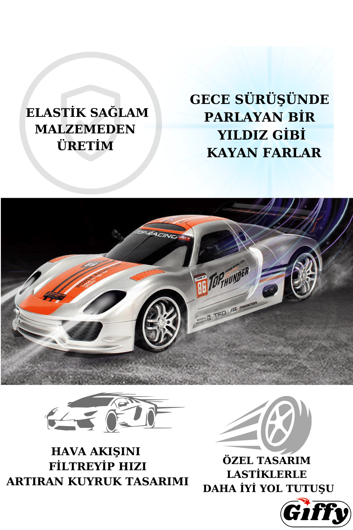 Oyuncak 2.4 Uzaktan Kumandalı Şarjlı Full Fonksiyon Ralli Racing Yarış Arabası 33 Cm Led Işıklı