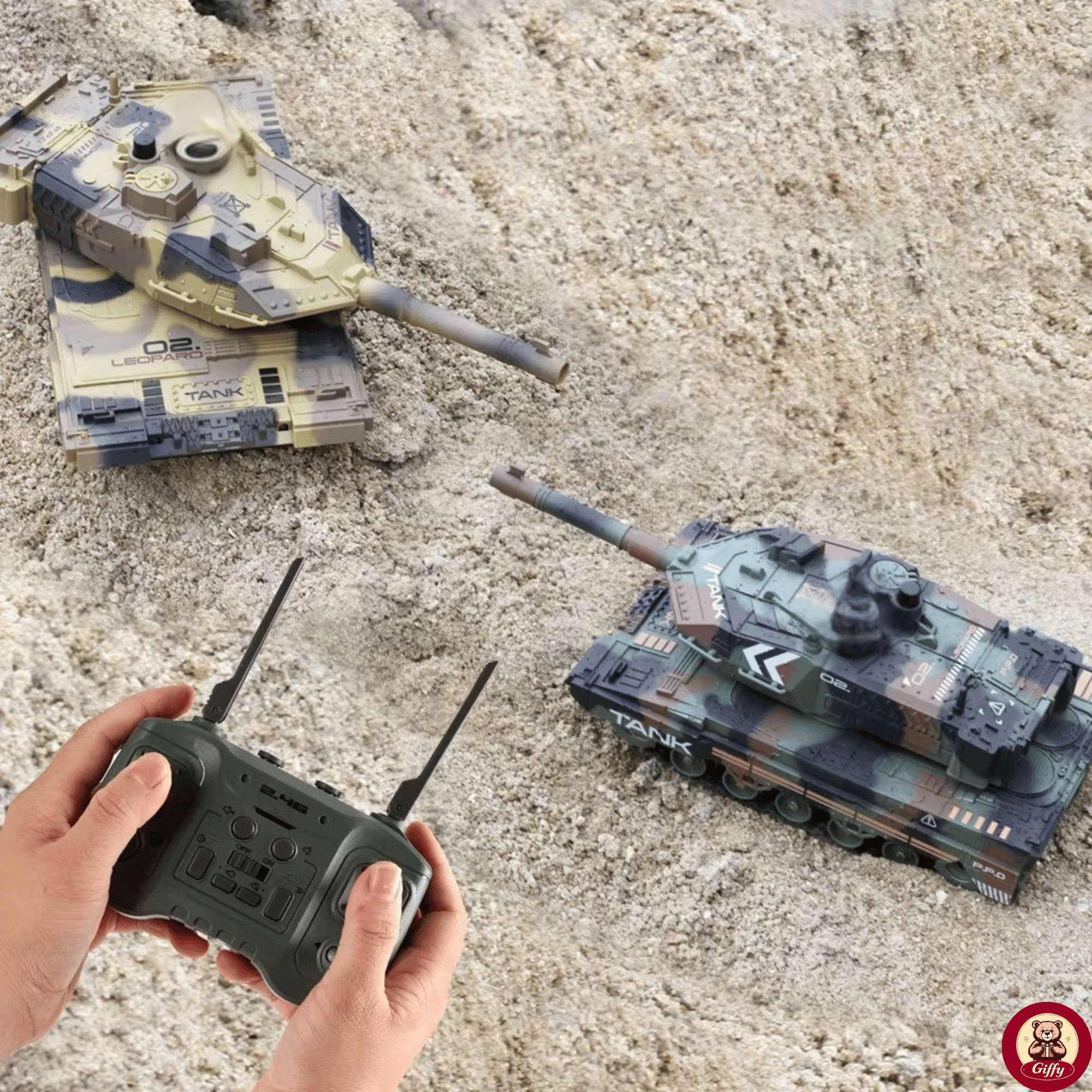 Oyuncak 2.4 Uzaktan Kumandalı Su Bombası Atan Tank Buharlı 1200 Şarjlı Sesli Gövdesi 360° Hareketli Gövde (Yeşil)