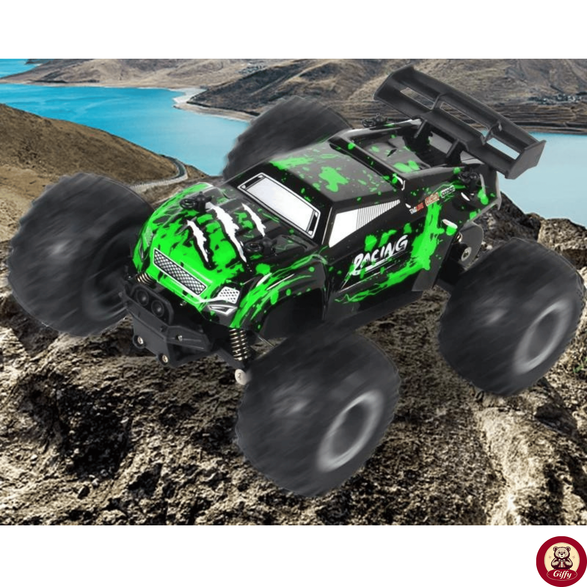 Oyuncak 2.4 GHz Uzaktan Kumandalı Şarjlı Led Işıklı Drift Atan 15 Km Hız Off Road 45 Dk Batarya (Yeşil)