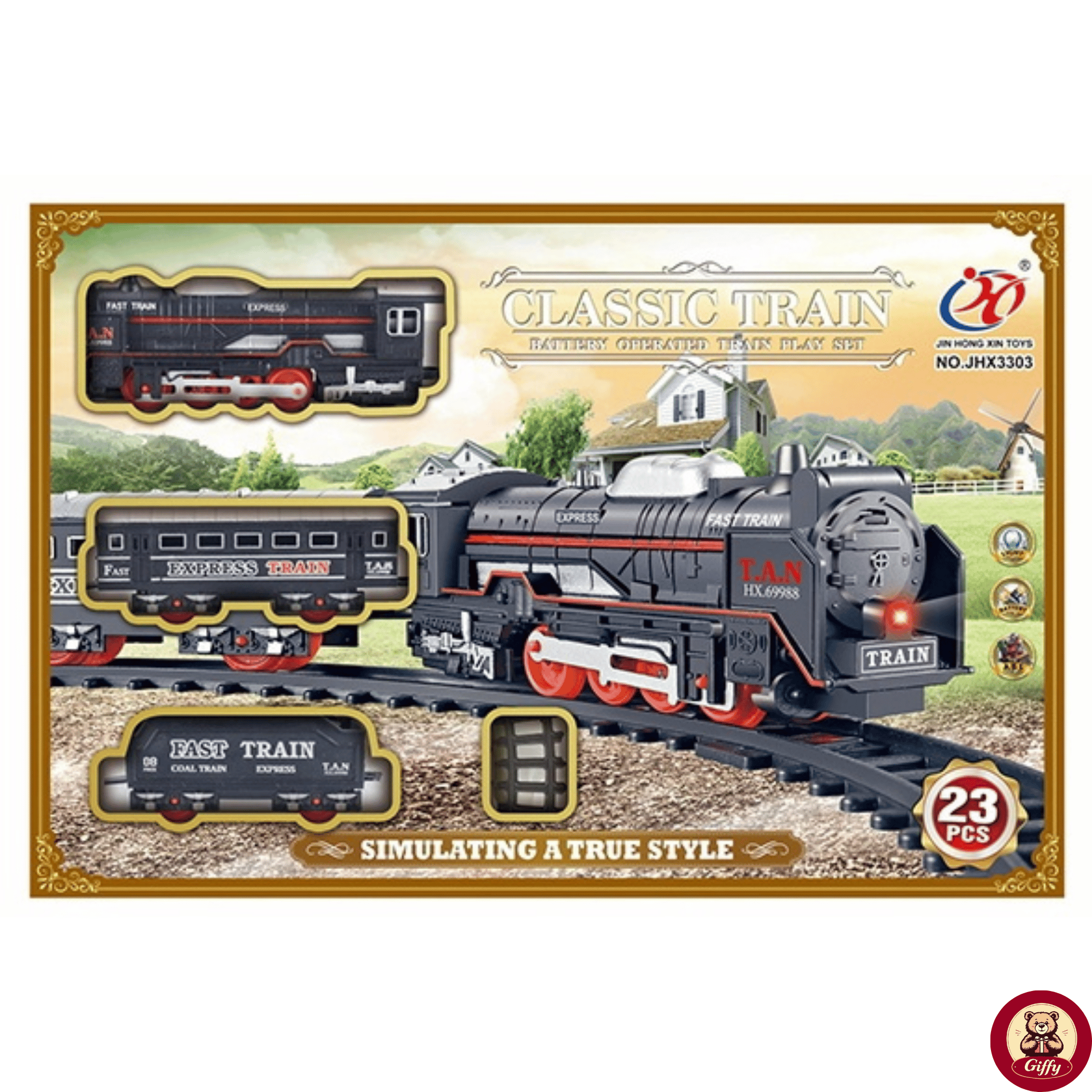 Oyuncak 23 Parça Işıklı Klasik Tren Seti 96 Cm 3 Farklı Ray Modeli Pilli Retro Tren 8 Olan Tren
