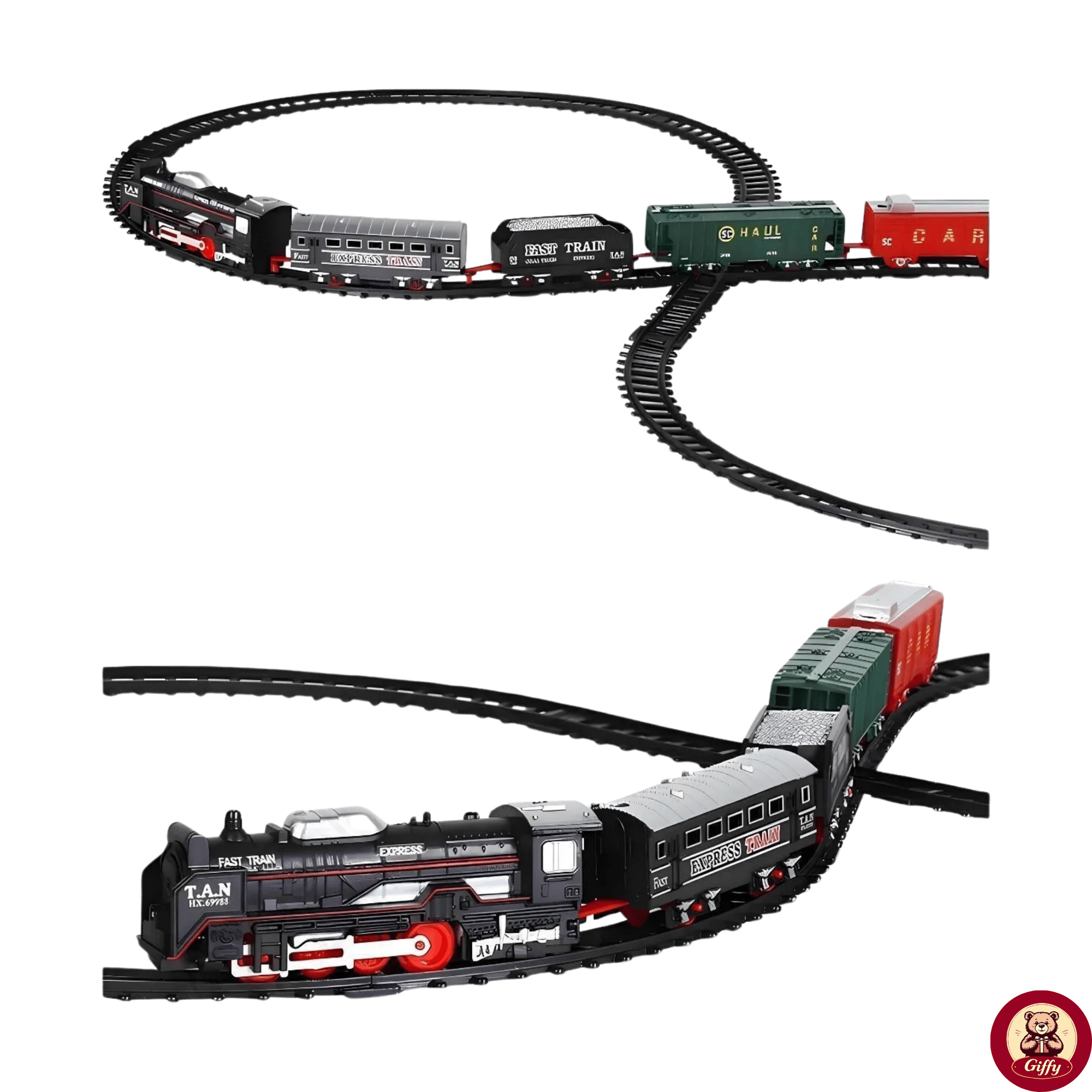 Oyuncak 23 Parça Işıklı Klasik Tren Seti 96 Cm 3 Farklı Ray Modeli Pilli Retro Tren 8 Olan Tren