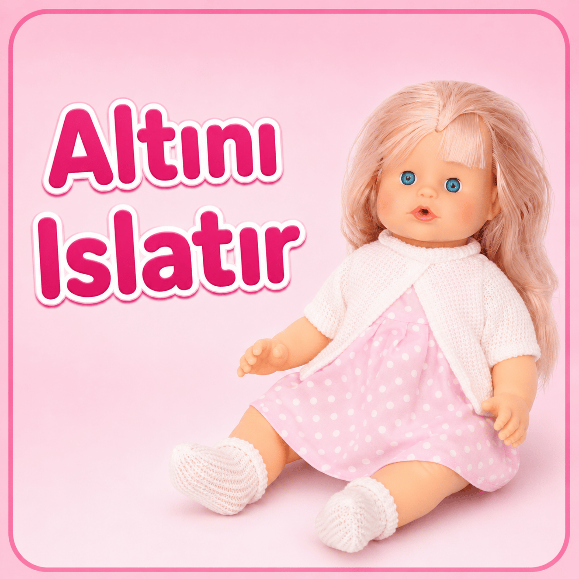 Oyuncak 30 Cm Sesli Altını Islatan Boncuk Bebek Biberonlu Emzikli 12 Farklı Sesli Pilli Bebek (Beyaz)