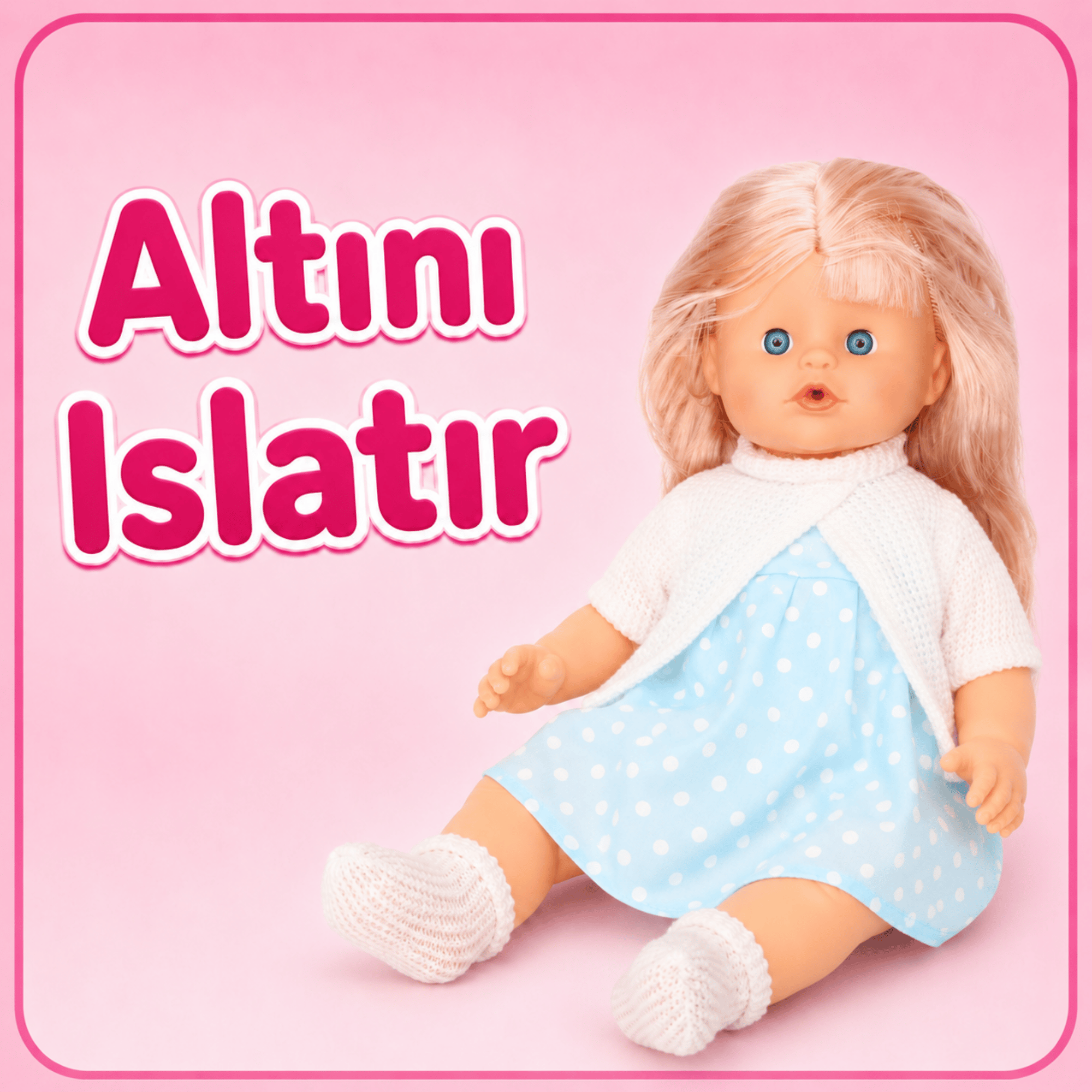 Oyuncak 30 Cm Sesli Altını Islatan Boncuk Bebek Biberonlu Emzikli 12 Farklı Sesli Pilli Bebek (Mavi-Beyaz)