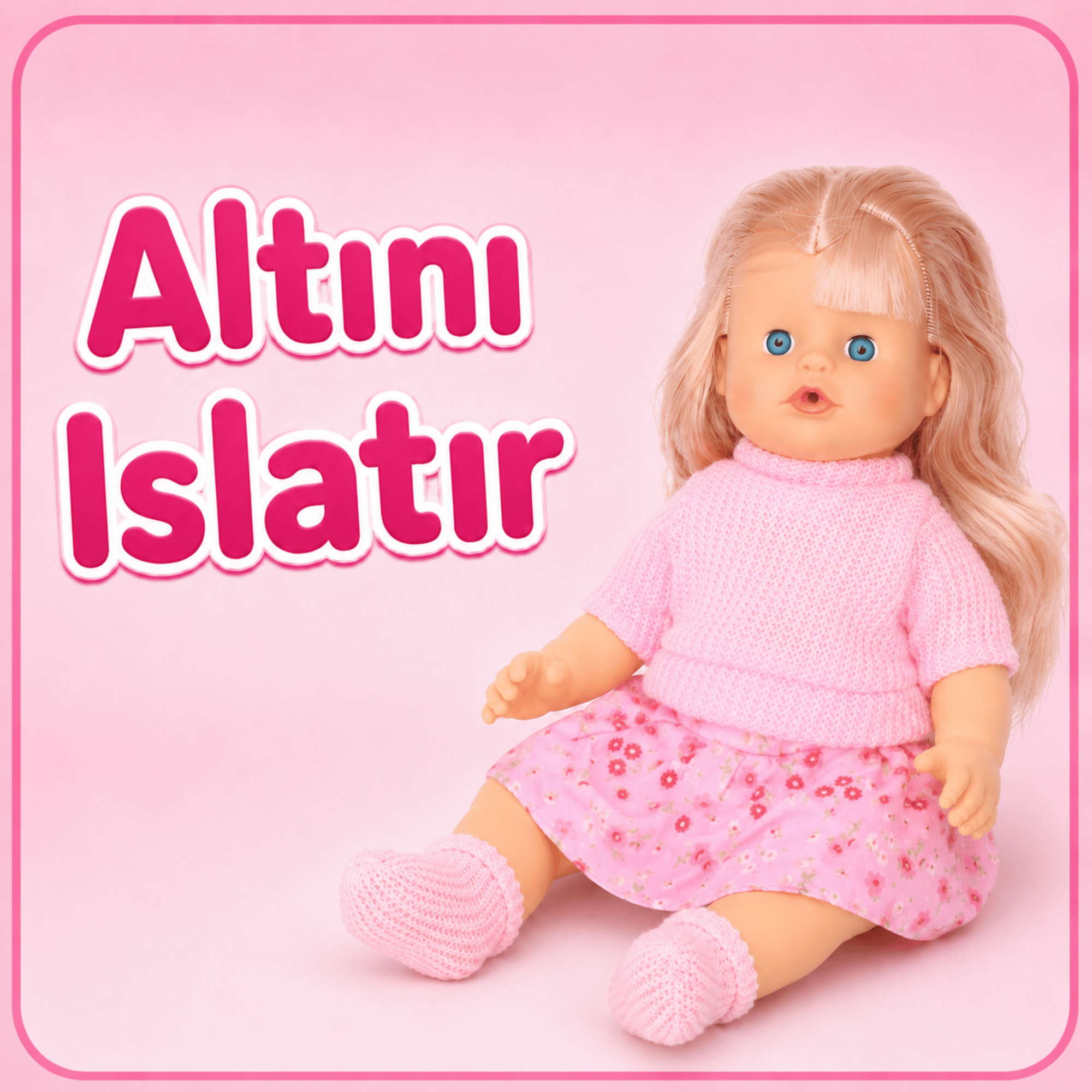 Oyuncak 30 Cm Sesli Altını Islatan Boncuk Bebek Biberonlu Emzikli 12 Farklı Sesli Pilli Bebek (Pembe)
