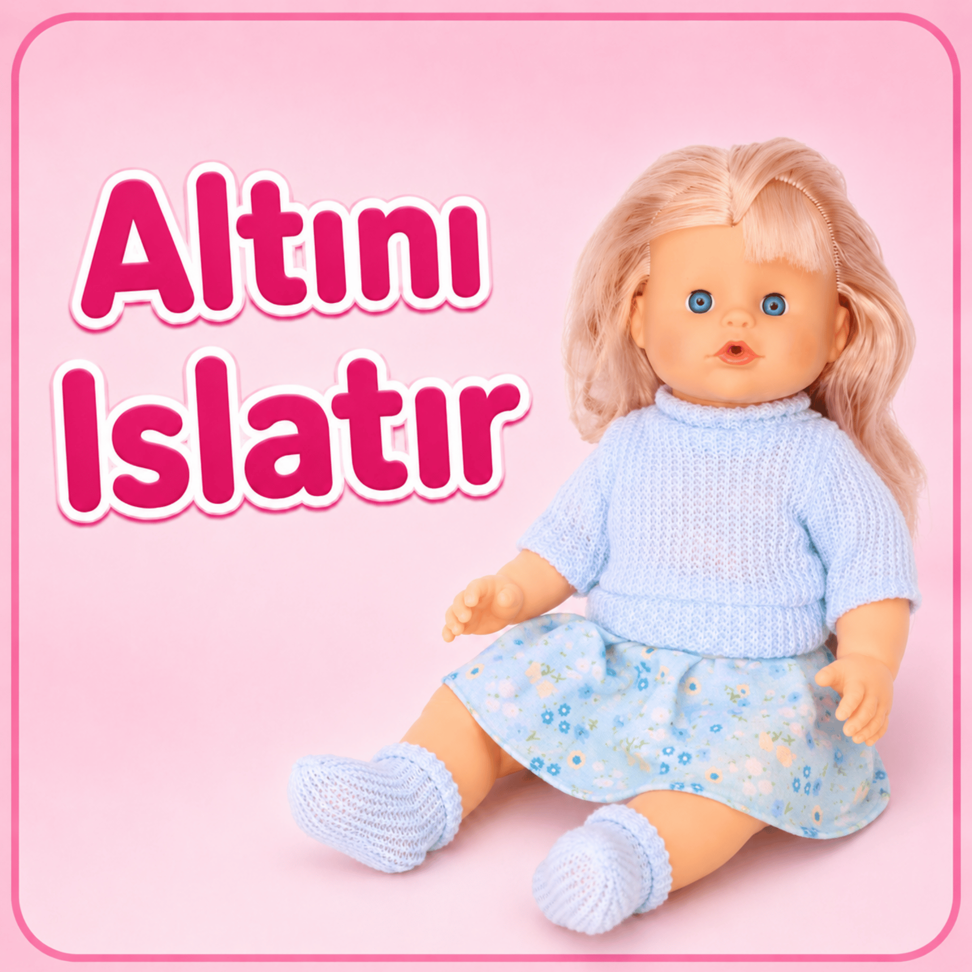 Oyuncak 30 Cm Sesli Altını Islatan Boncuk Bebek Biberonlu Emzikli 12 Farklı Sesli Pilli Bebek (Mavi)