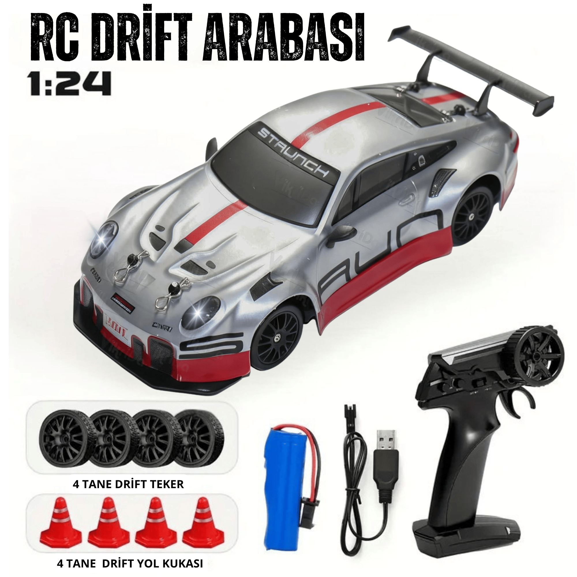 Oyuncak 4x4 Uzaktan Kumandalı RC Drift Arabası, Şarjlı, Işıklı, Full Fonksiyon,Drift Atabilen, Kuka