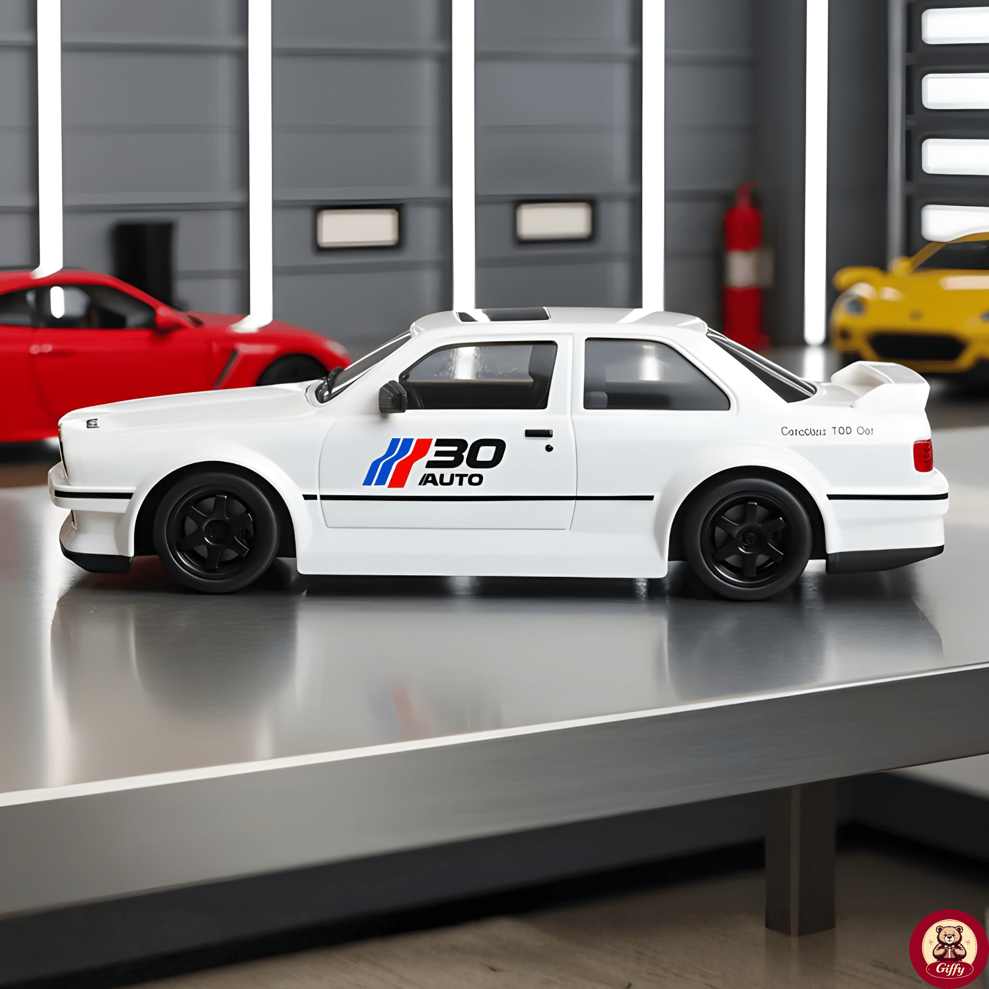 Oyuncak BMW E30 Drift Araba 4x4 Uzaktan Kumandalı Araba 2.4GHz Şarjlı LED Işıklı 15 Km Hız Araba Beyaz