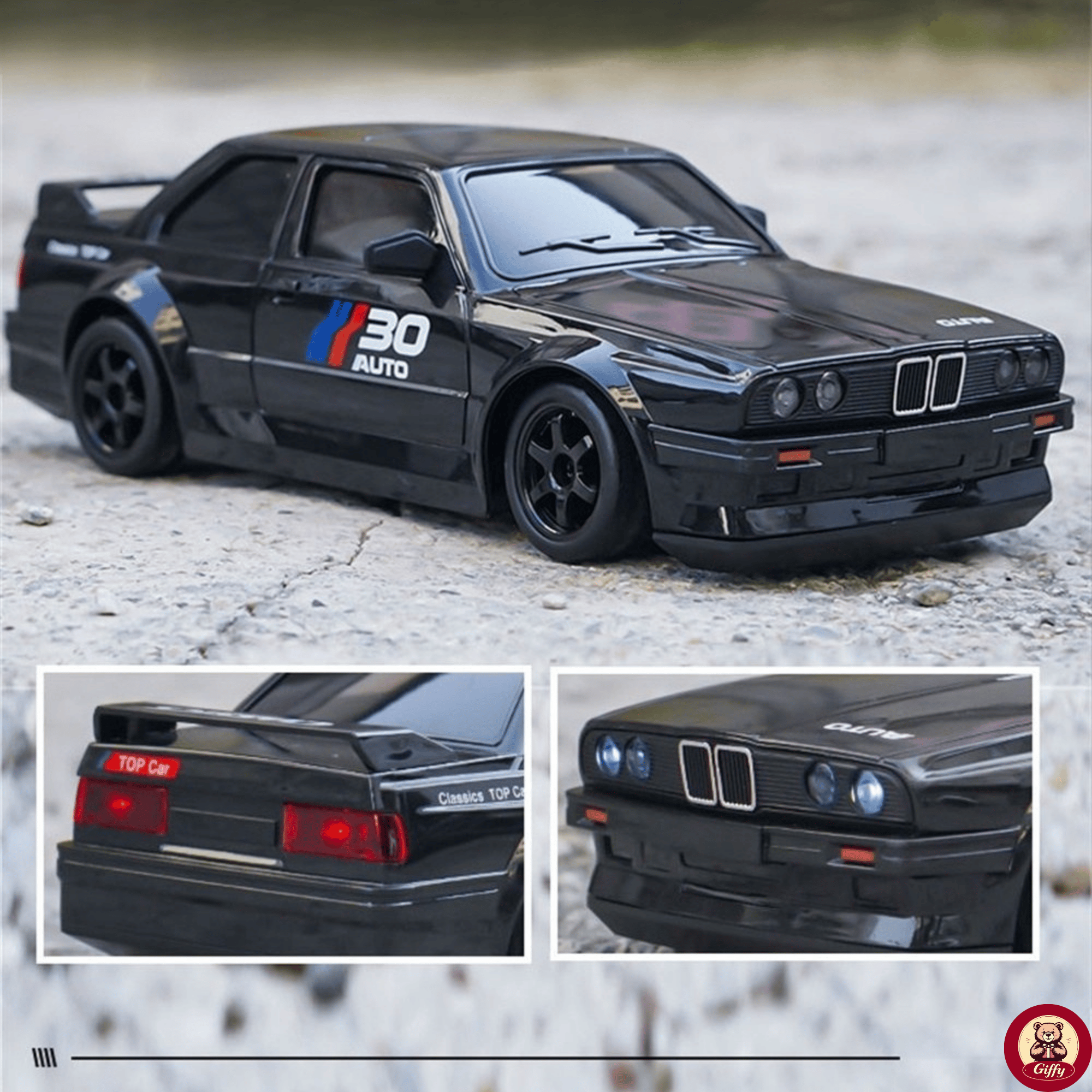 Oyuncak BMW E30 Drift Araba 4x4 Uzaktan Kumandalı Araba 2.4GHz Şarjlı LED Işıklı 15 Km Hız Araba