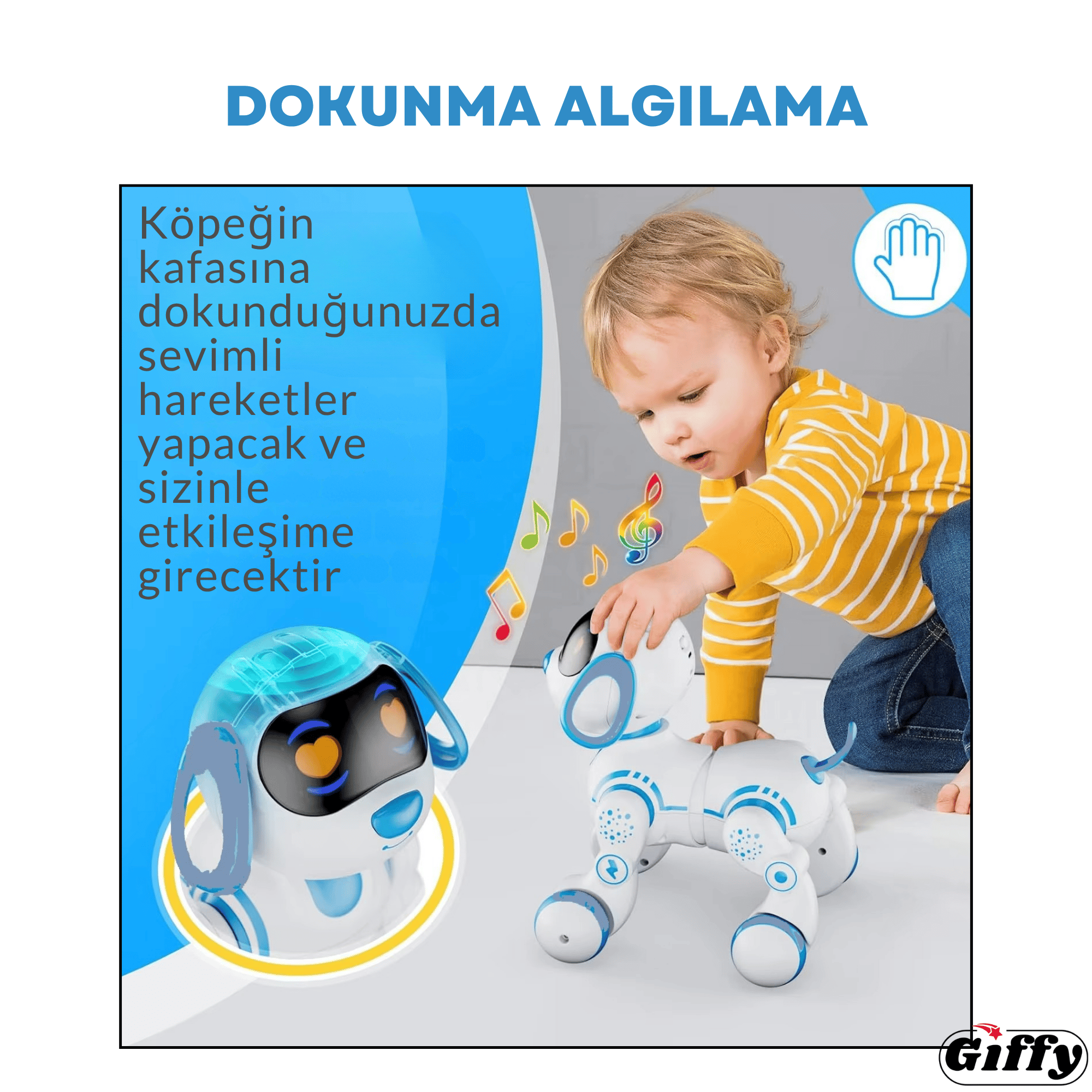 Oyuncak Full Fonksiyon Uzaktan Kumandalı El Sensörlü Şarjlı Işıklı Müzikli Dansçı Robot Köpek