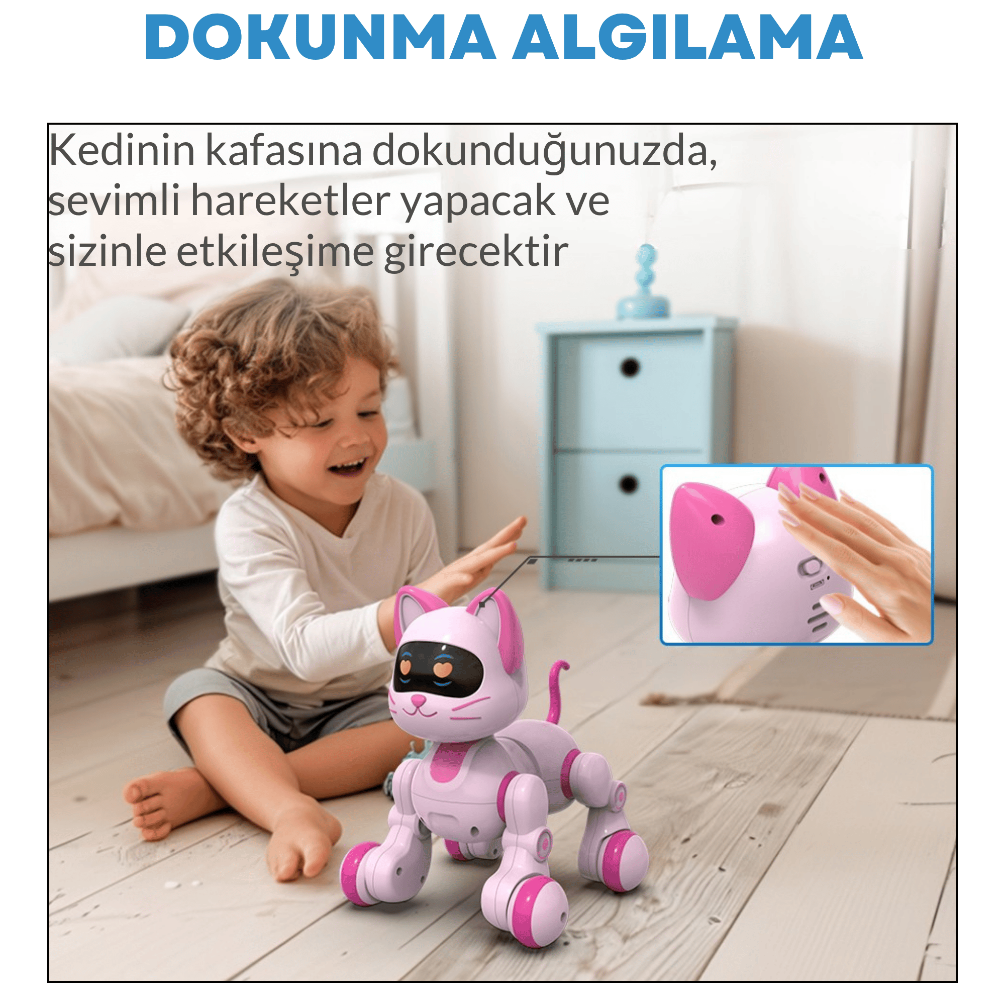 Oyuncak Full Fonksiyon Uzaktan Kumandalı El Sensörlü Şarjlı Işıklı Müzikli Dansçı Robot Kedi