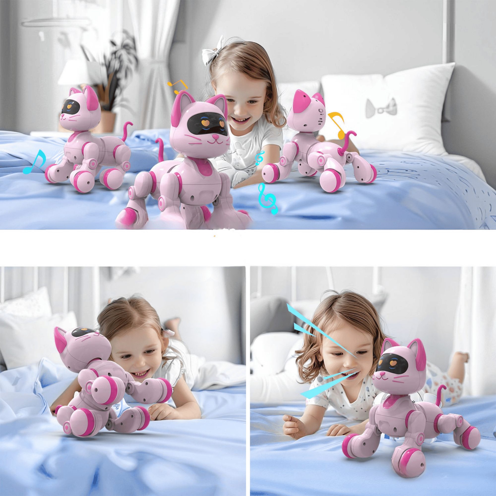 Oyuncak Full Fonksiyon Uzaktan Kumandalı El Sensörlü Şarjlı Işıklı Müzikli Dansçı Robot Kedi