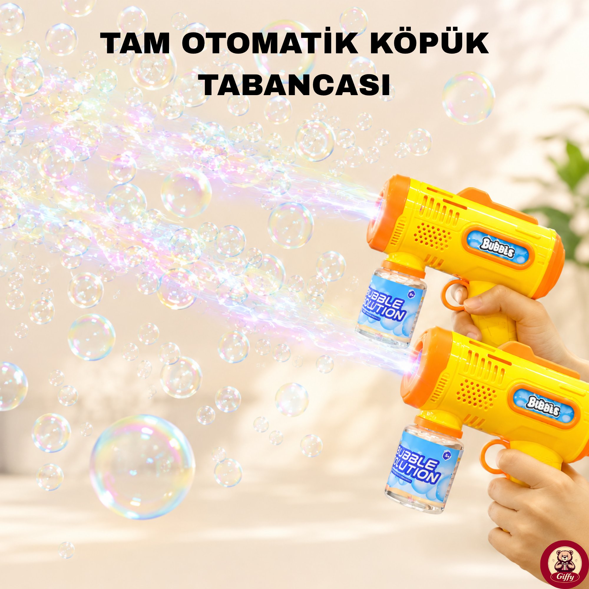 Oyuncak Işıklı Otomatik Köpük Tabancası Bubble Gun 5000+ Köpük