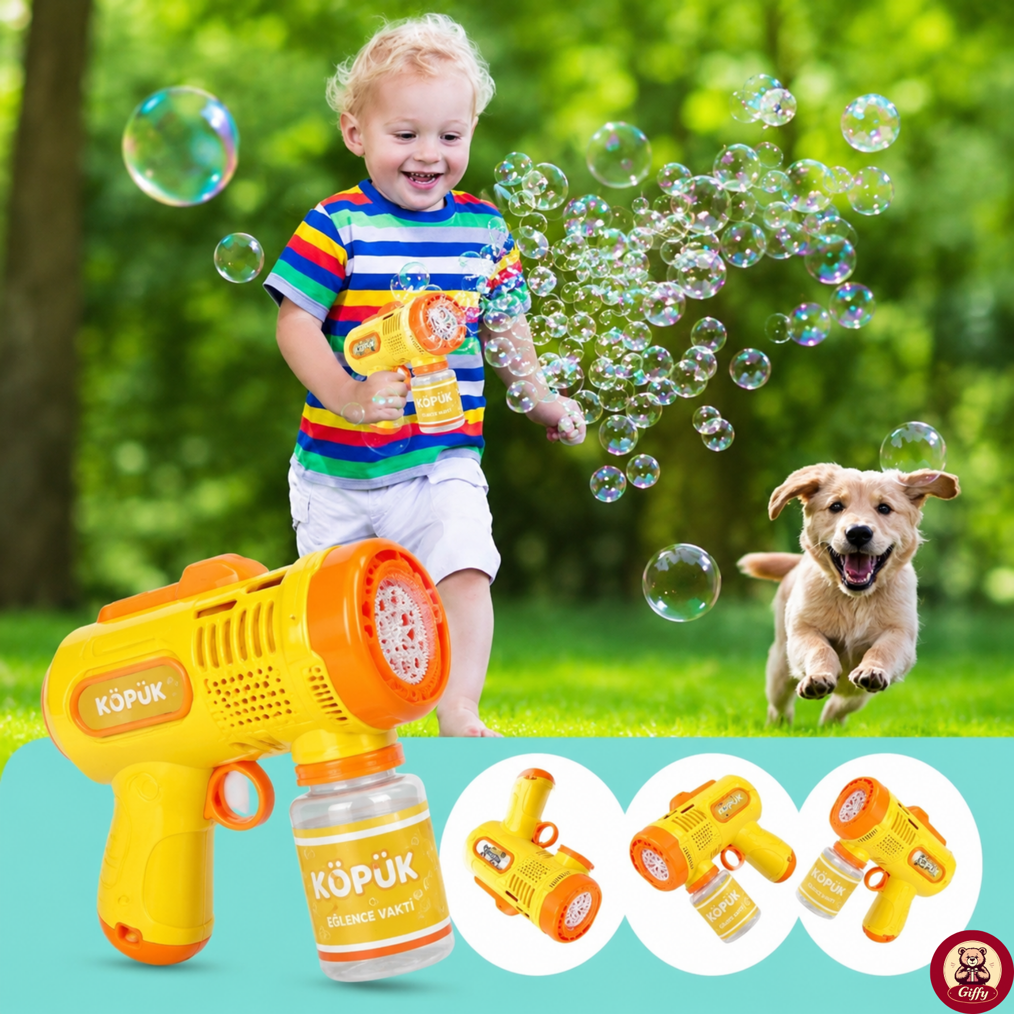 Oyuncak Işıklı Otomatik Köpük Tabancası Bubble Gun 5000+ Köpük