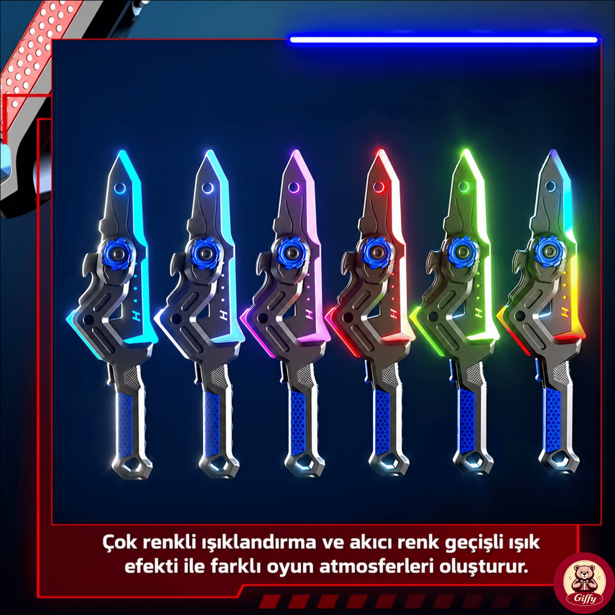 Oyuncak Işın Baltası ,LED Işıklı RGB,Buhar Atan ,Dahili Şarjlı ,Ses ve Işık Efektli ,Darbe Sensörlü ,2 Farklı Modlu Kılıç ve Balta Modlu ,35 CM