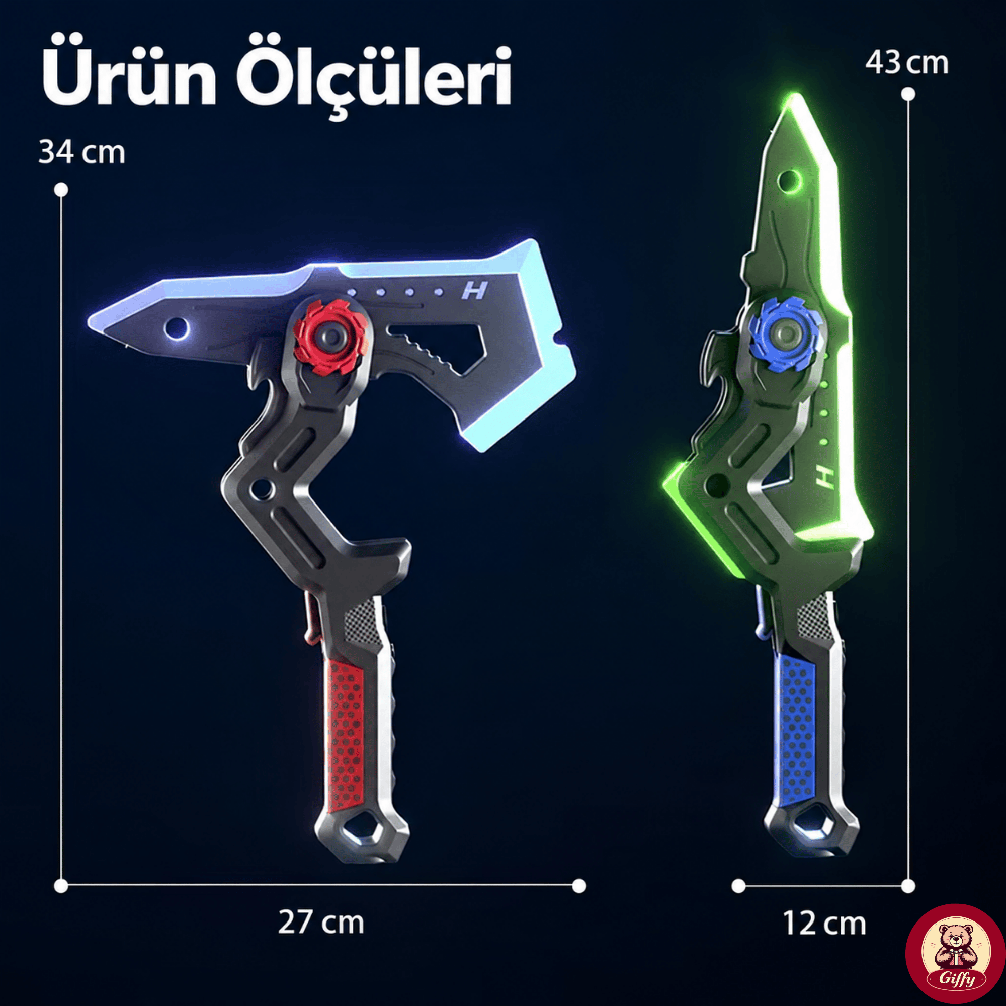 Oyuncak Işın Baltası ,LED Işıklı RGB,Buhar Atan ,Dahili Şarjlı ,Ses ve Işık Efektli ,Darbe Sensörlü ,2 Farklı Modlu Kılıç ve Balta Modlu ,35 CM