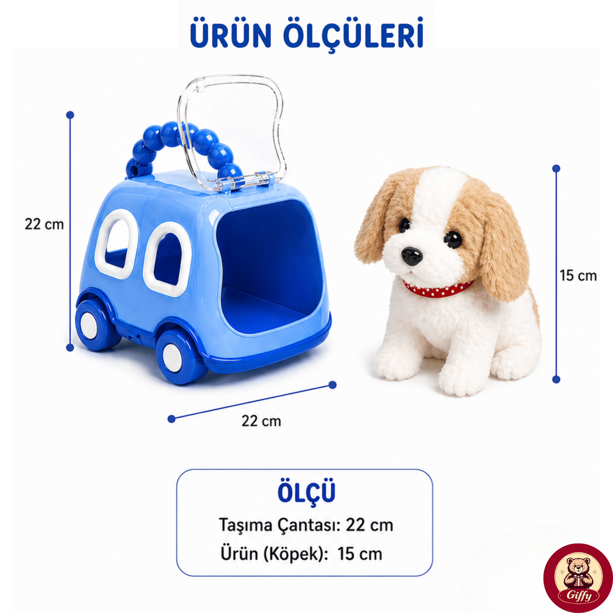 Oyuncak Köpek Taşıma Çantalı Sesli Hareketli Pilli, Emekleme Oyuncağı Aksesuarlı Çocuklar İçin Eğitici Hayvan Sevgisi (Mavi)