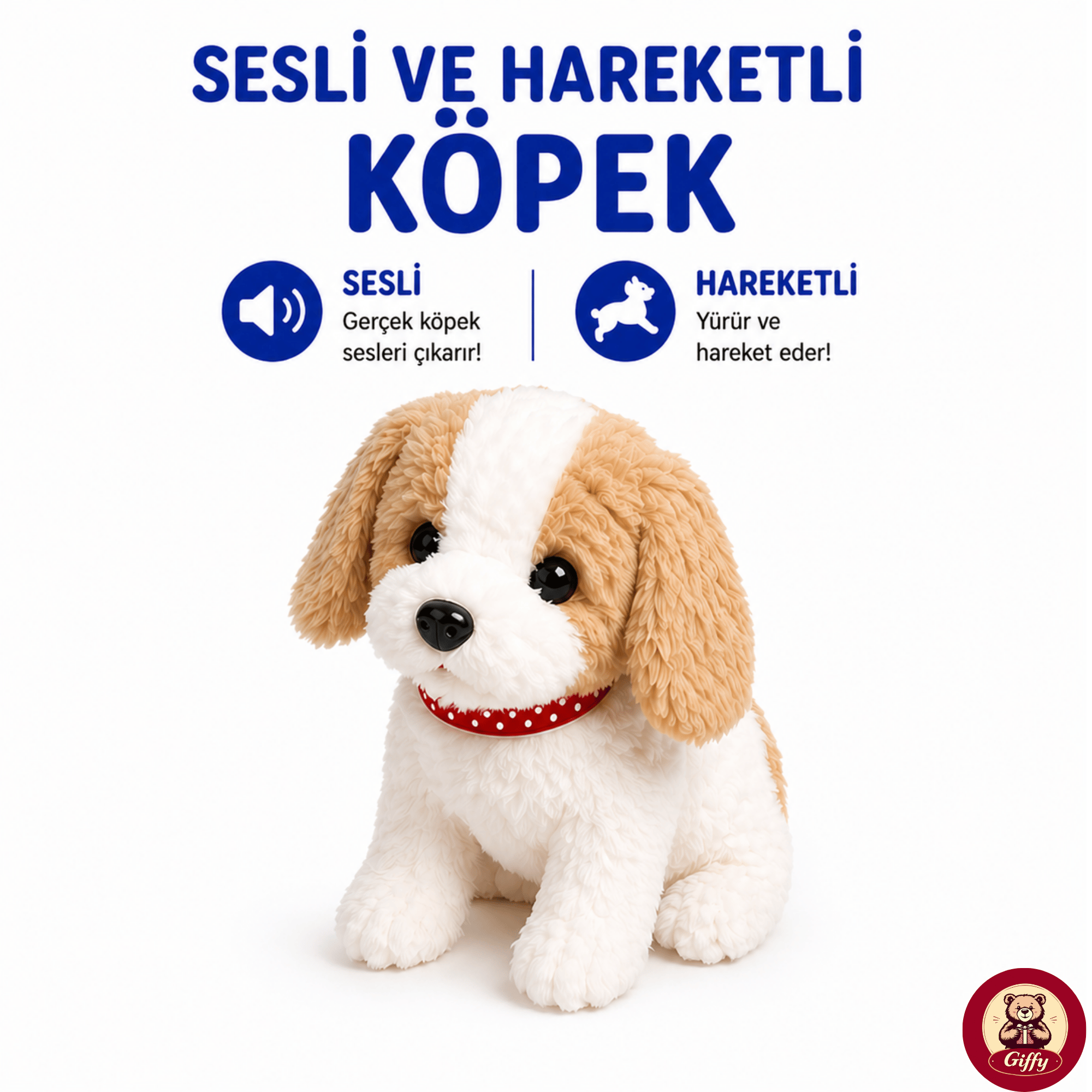 Oyuncak Köpek Taşıma Çantalı Sesli Hareketli Pilli, Emekleme Oyuncağı Aksesuarlı Çocuklar İçin Eğitici Hayvan Sevgisi (Mavi)