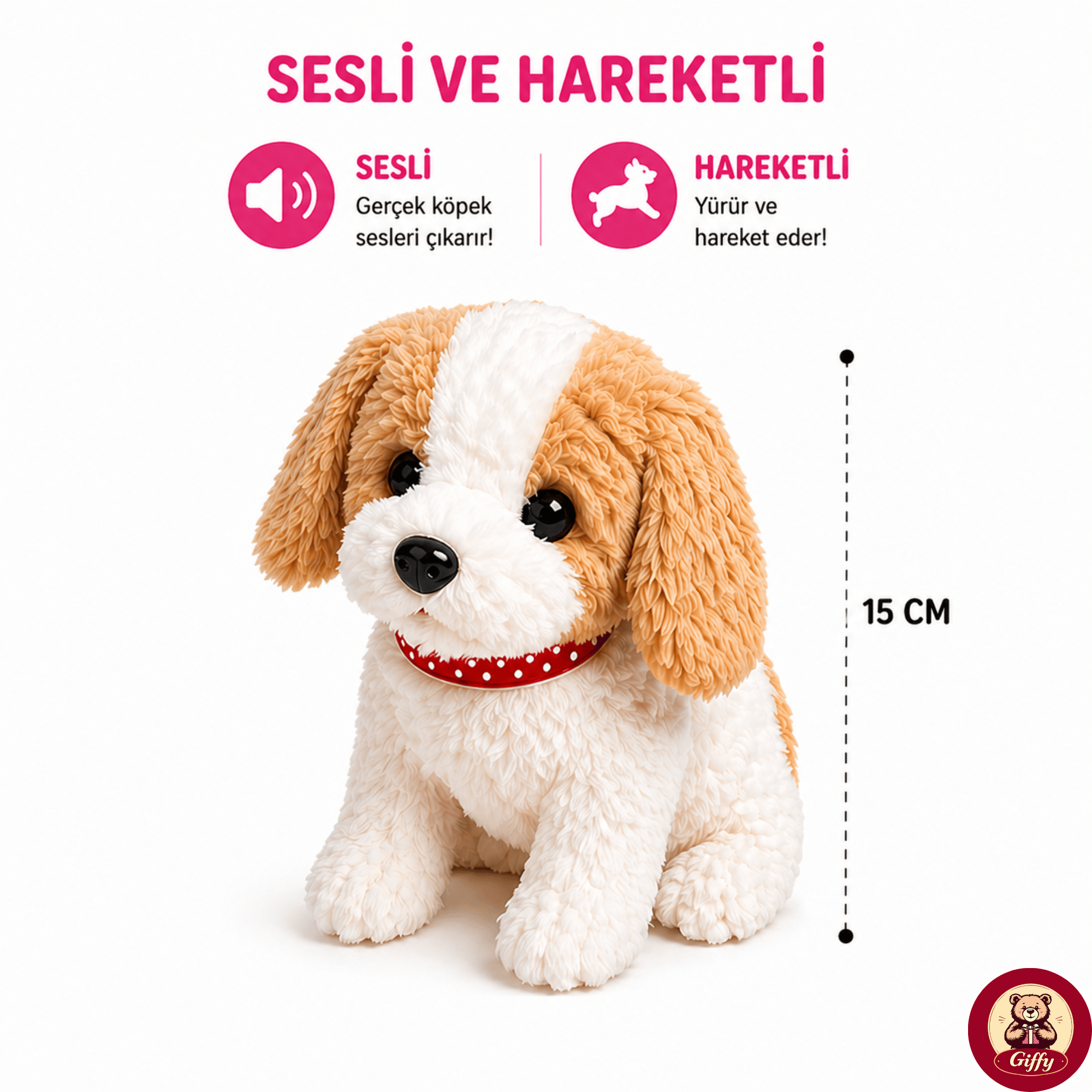 Oyuncak Köpek Taşıma Çantalı Sesli Hareketli Pilli, Emekleme Oyuncağı Aksesuarlı Çocuklar İçin Eğitici Hayvan Sevgisi (Pembe)