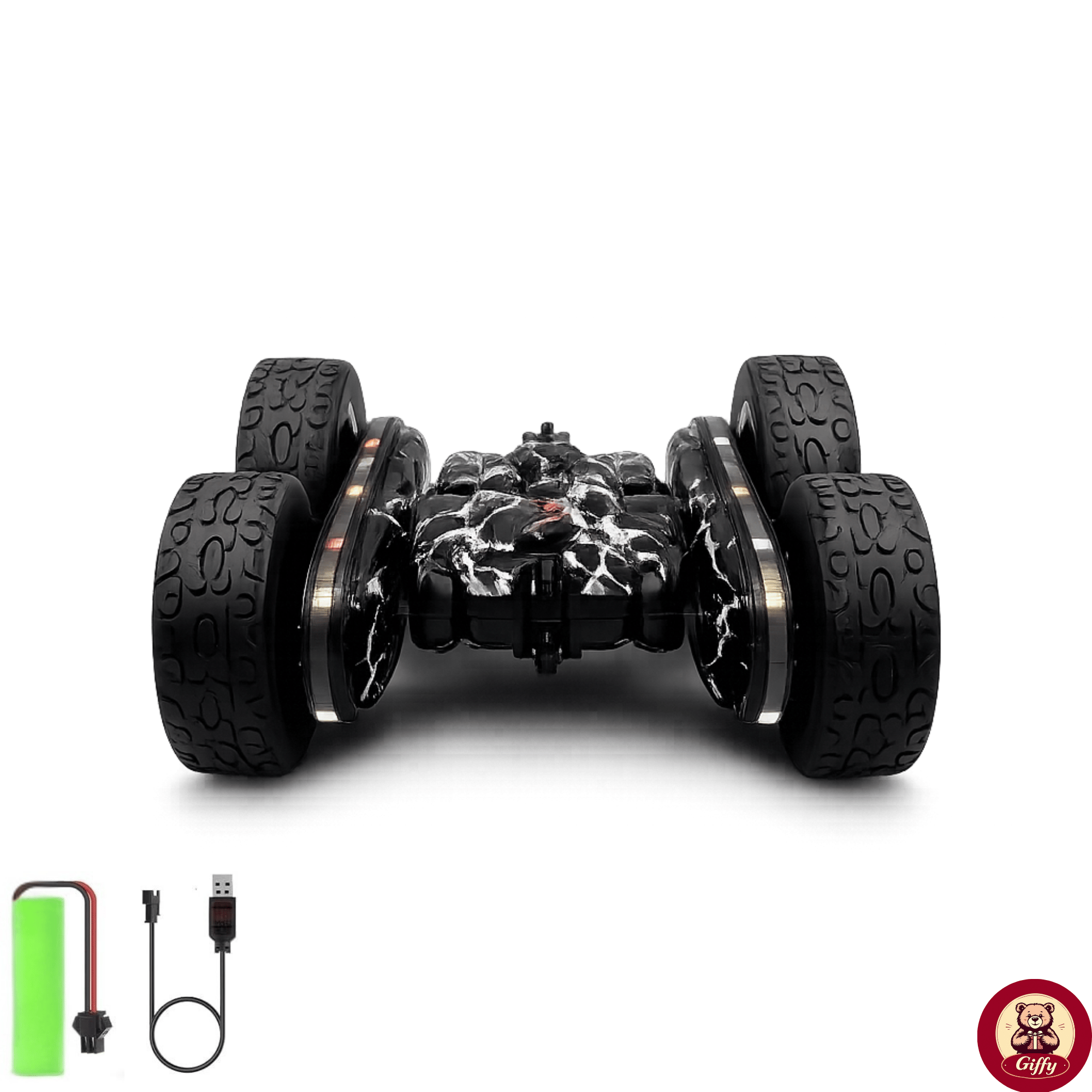 Oyuncak LED Işıklı 360° Akrobat Uzaktan Kumandalı Araba Şarjlı 4x4 Off Road Dublör Oyuncak Araba (Siyah)