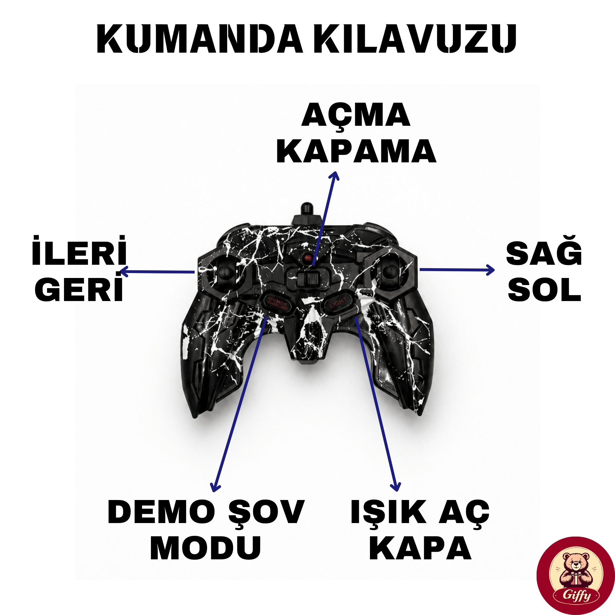 Oyuncak LED Işıklı 360° Akrobat Uzaktan Kumandalı Araba Şarjlı 4x4 Off Road Dublör Oyuncak Araba (Siyah)