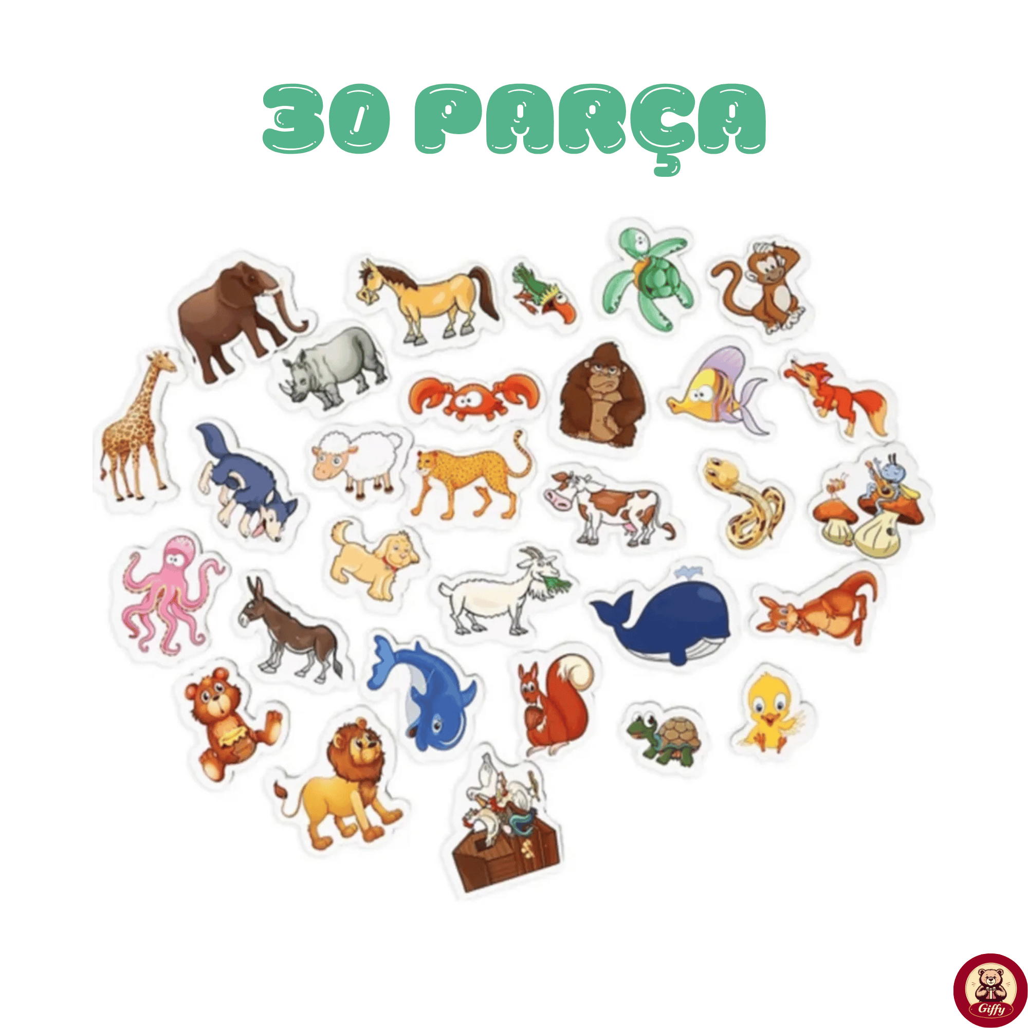 Oyuncak Manyetik Mıknatıslı 30 Parça Hayvanlar ve 26 Parça Sebze Meyveler Eğitici Set Magnet
