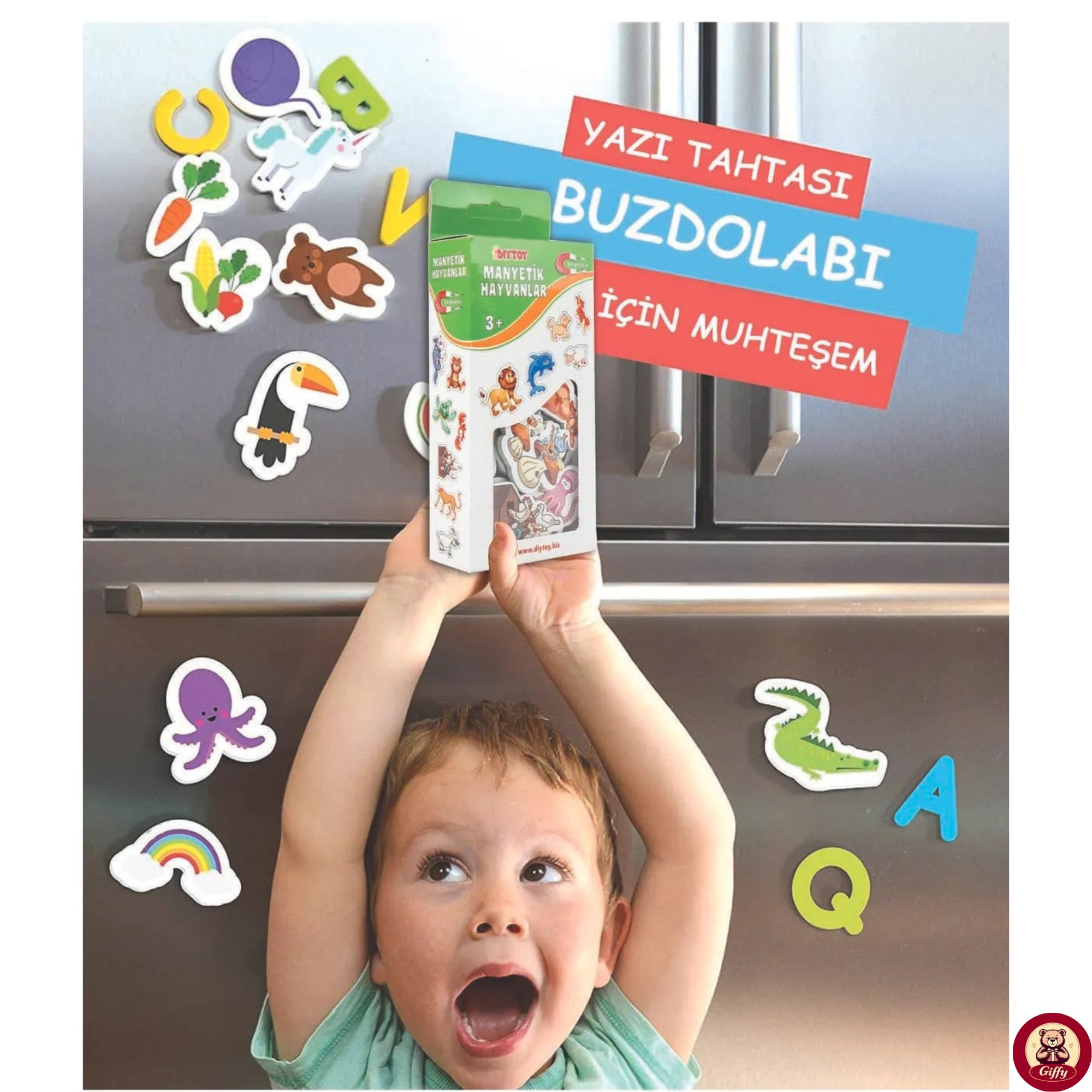 Oyuncak Manyetik Mıknatıslı 30 Parça Hayvanlar ve 26 Parça Sebze Meyveler Eğitici Set Magnet