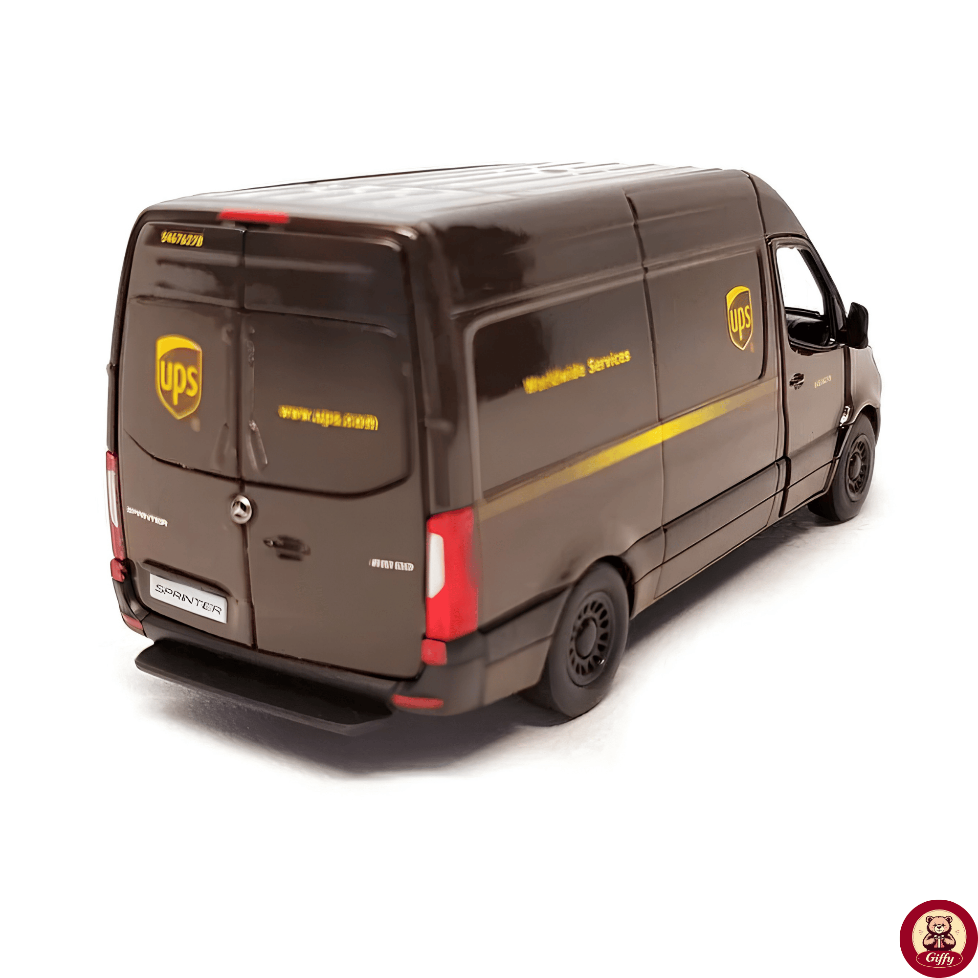 Oyuncak Metal 1:48 Mercedes-Benz Sprinter UPS Kargo Aracı Die-Cast Metal Model 12,5 cm Çek Bırak 4 Kapısı Açılır