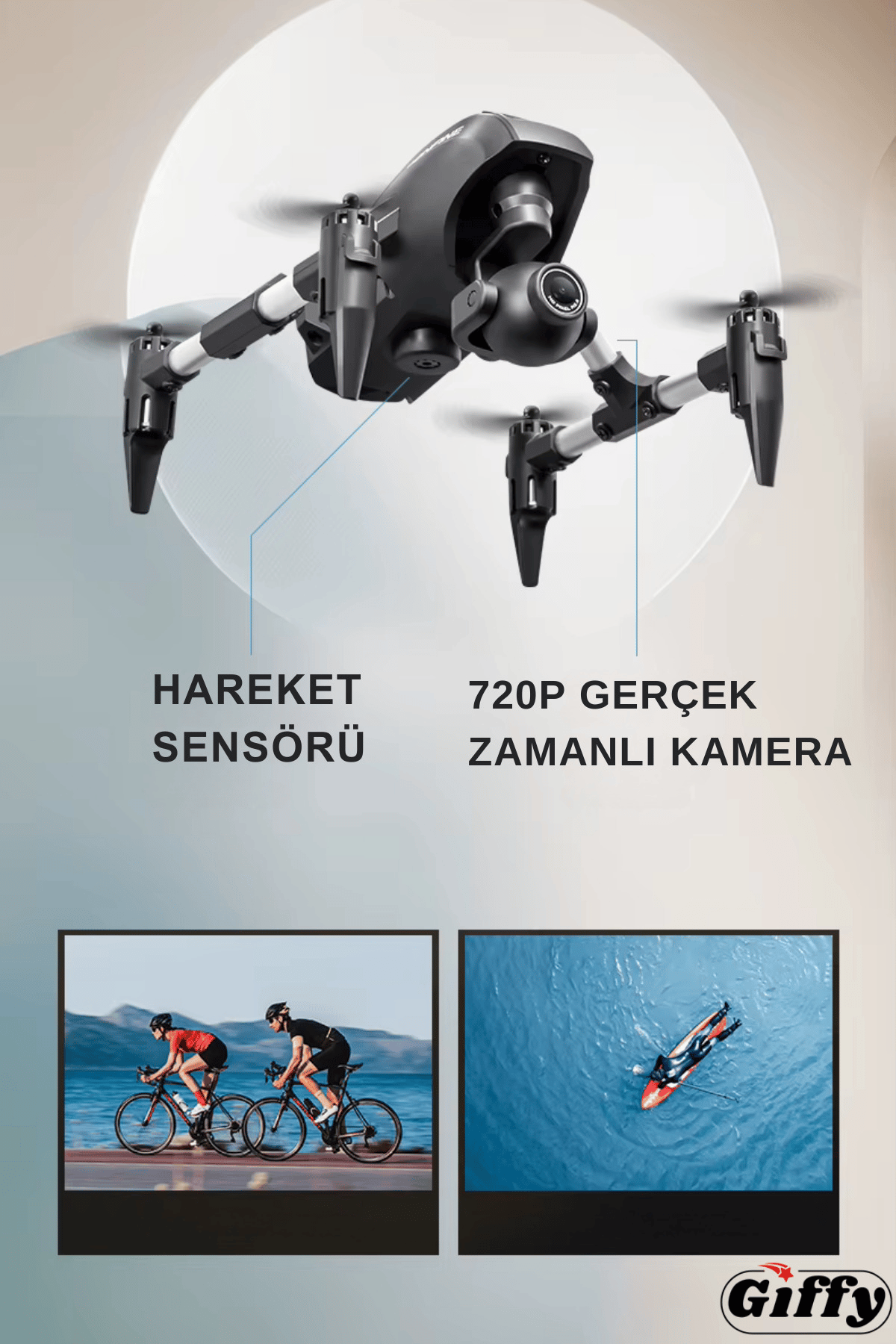 Oyuncak Mini Kameralı Başlangıç Drone Uzaktan Kumandalı Uygulama Kontrollü 720p Takla Atan Drone