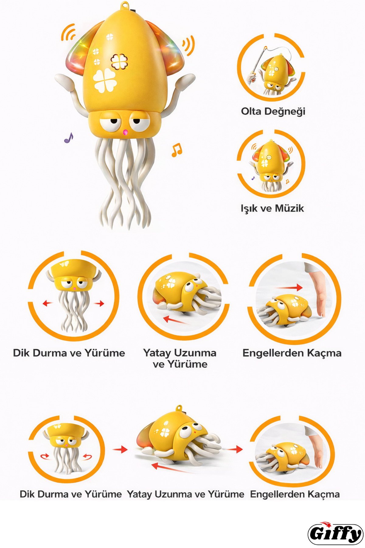 Oyuncak Sesli Işıklı Sensörlü Akıllı Emekleme Oyuncağı – Bebekler İçin Hareket Teşvik Edici Eğitici