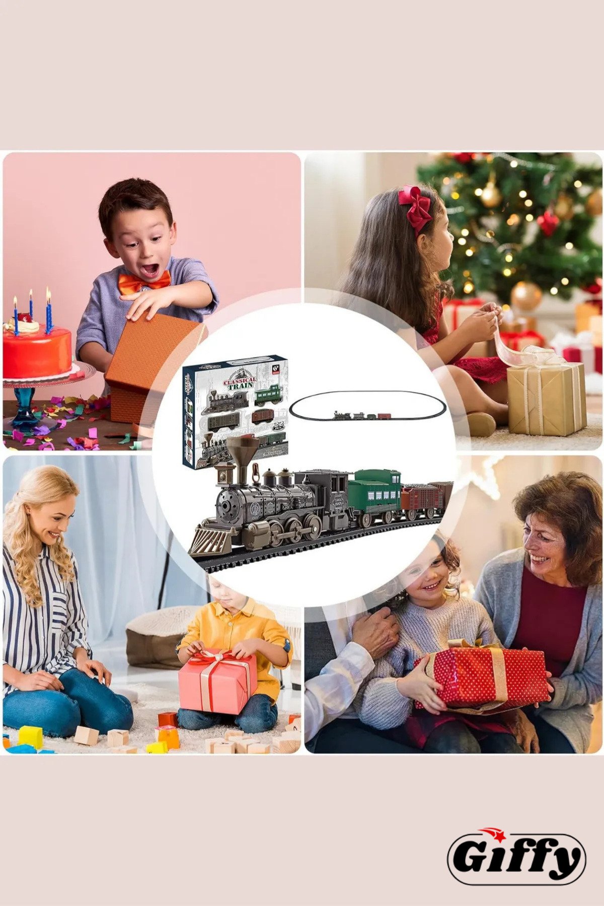 Oyuncak Sesli Işıklı Ve Buharlı Tren 15 Parça Oyun Buhar Atan Klasik 63 Cm Tren 4 Vagonlu