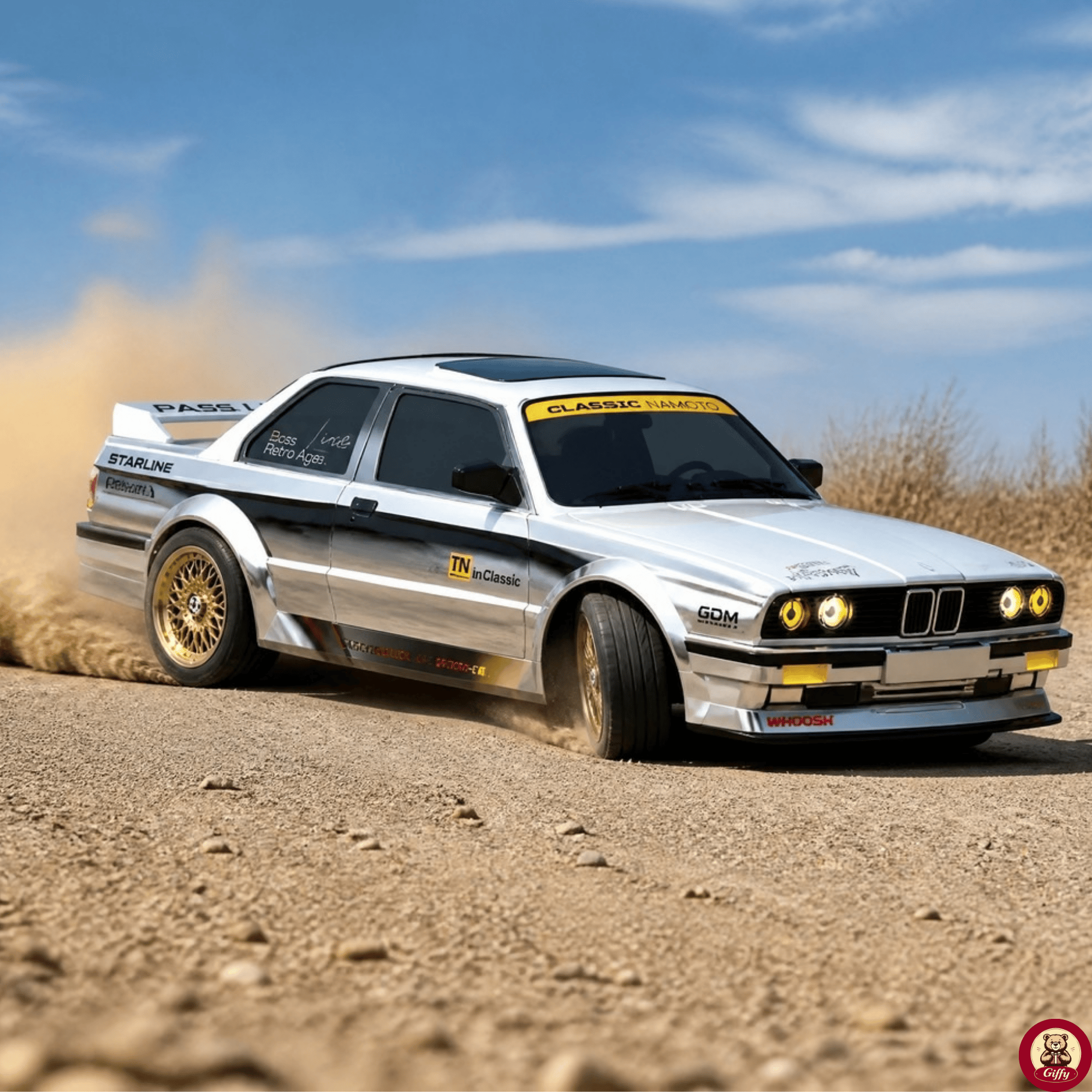 Oyuncak Uzaktan Kumandalı 50 KM/H Hızlı Drift Araba ESP Denge Sistemli 370 Motorlu Şarjlı LED Işıklı RC Araba 27,5 cm (Gümüş)