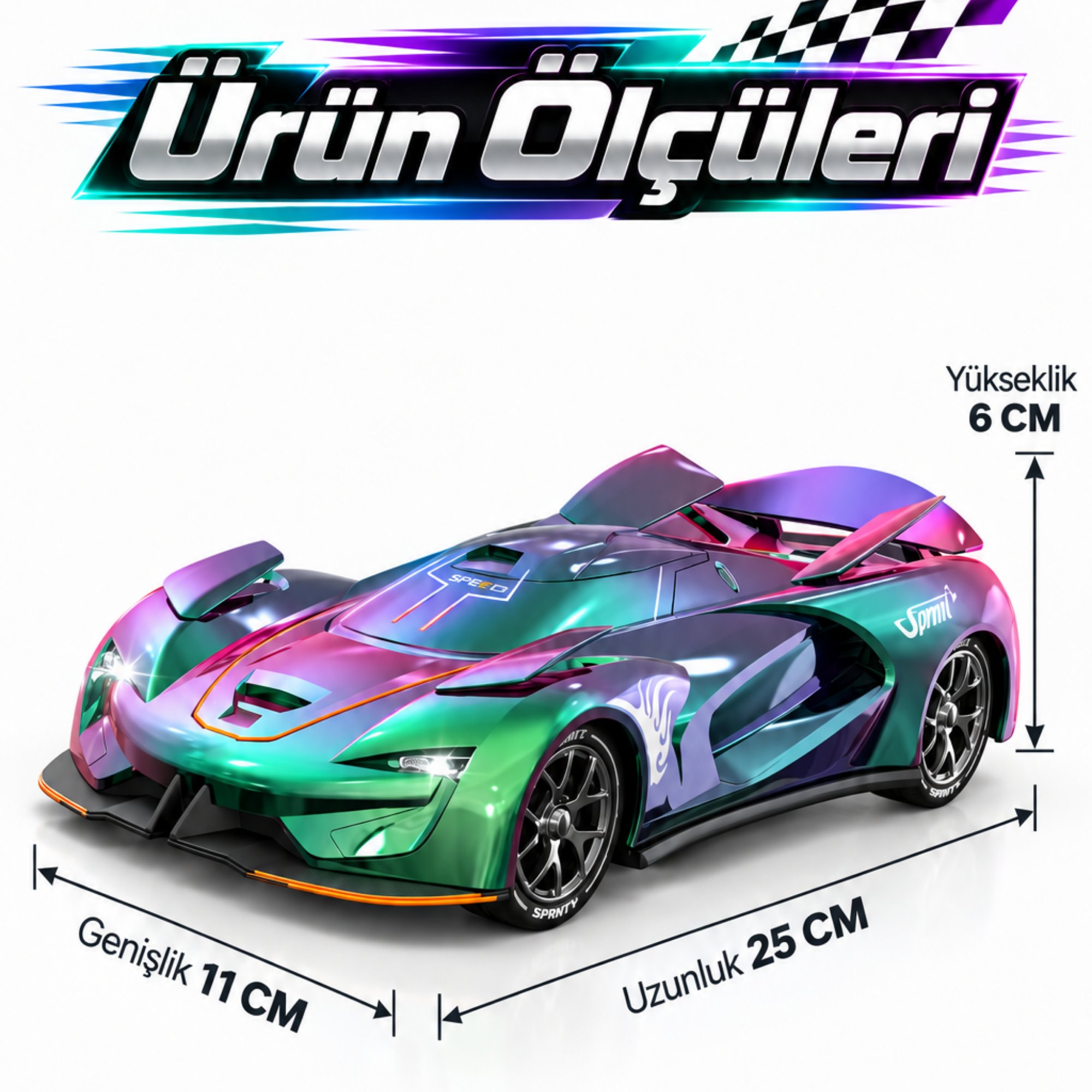 Oyuncak Uzaktan Kumandalı Buharlı Araba Aerodinamik Spoiler ve Kanatçıklı LED Işıklı Dahili Şarjlı Park Simülasyonlu Drift Araba (Parlak)
