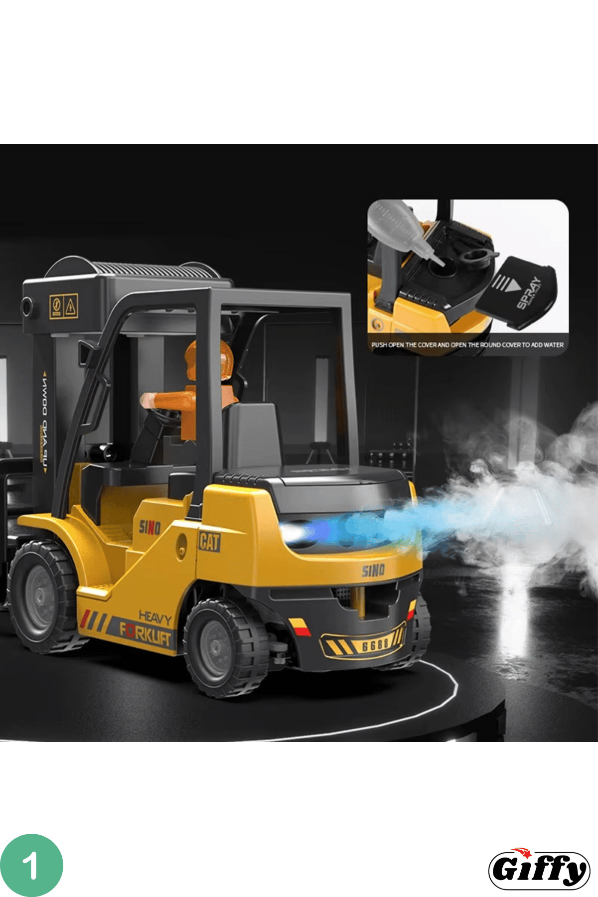 Oyuncak Uzaktan Kumandalı Buharlı Forklift ve Damperi Hareketli Kamyon Şarjlı Sesli Işıklı Set