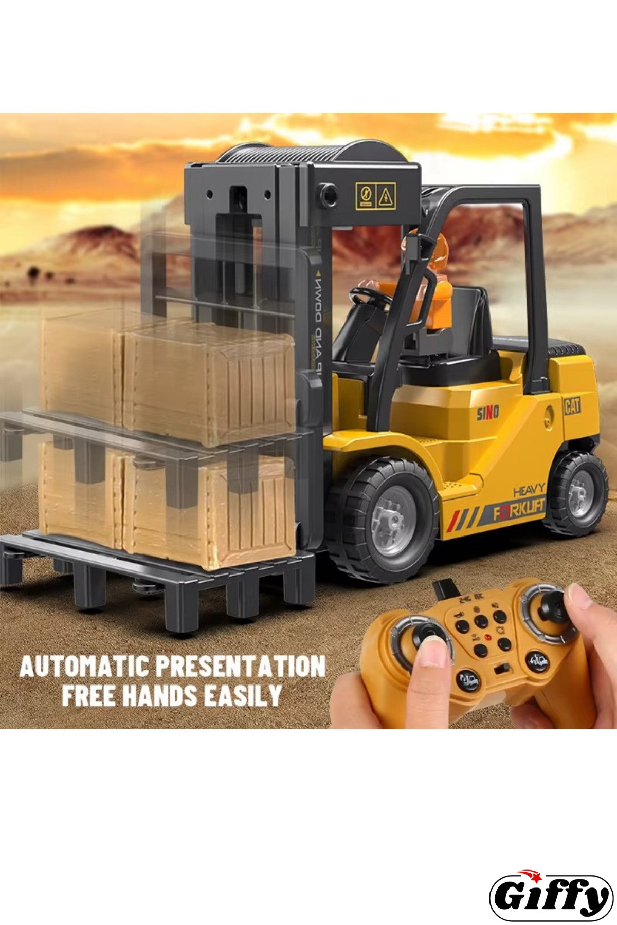 Oyuncak Uzaktan Kumandalı Forklift İş Makinesi Ses Efektli Şarjlı Hareketli Full Fonksiyon Rc