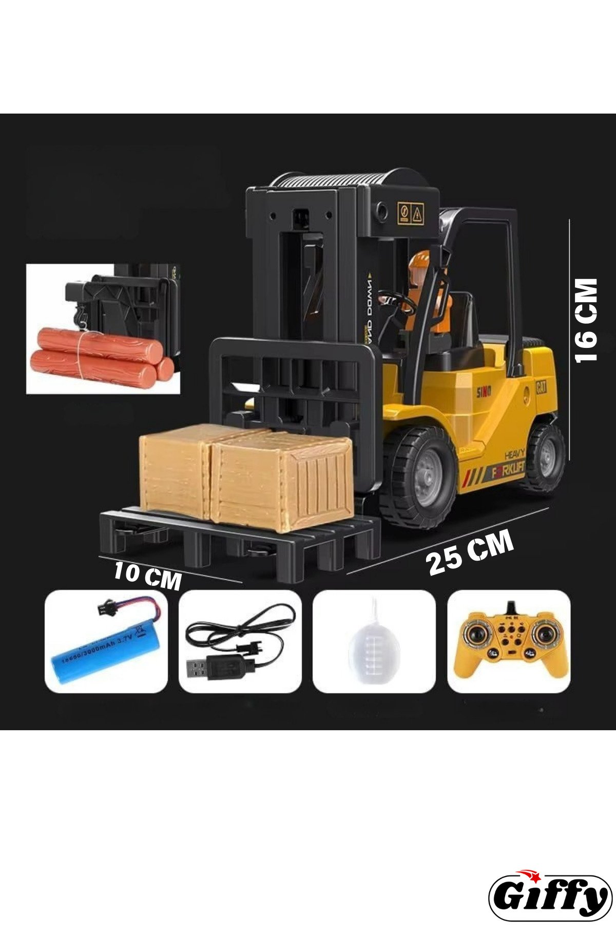 Oyuncak Uzaktan Kumandalı Forklift İş Makinesi Ses Efektli Şarjlı Hareketli Full Fonksiyon Rc