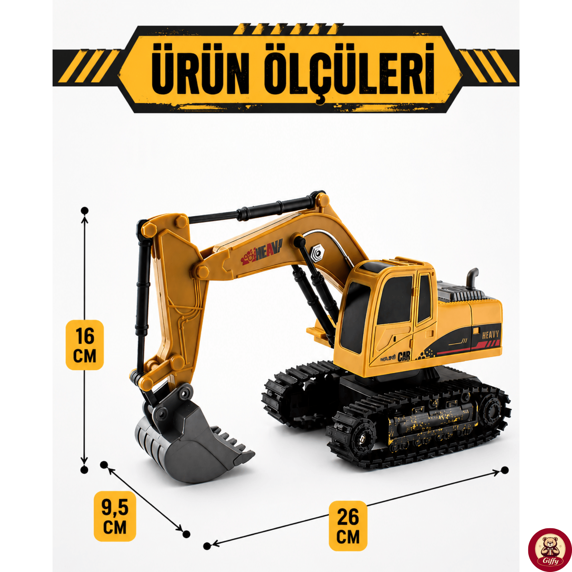 Oyuncak Uzaktan Kumandalı Şarjlı Ekskavatör Oyuncak Kepçe Full Fonksiyon LED Işıklı Paletli İş Makinesi RC İş Makinesi