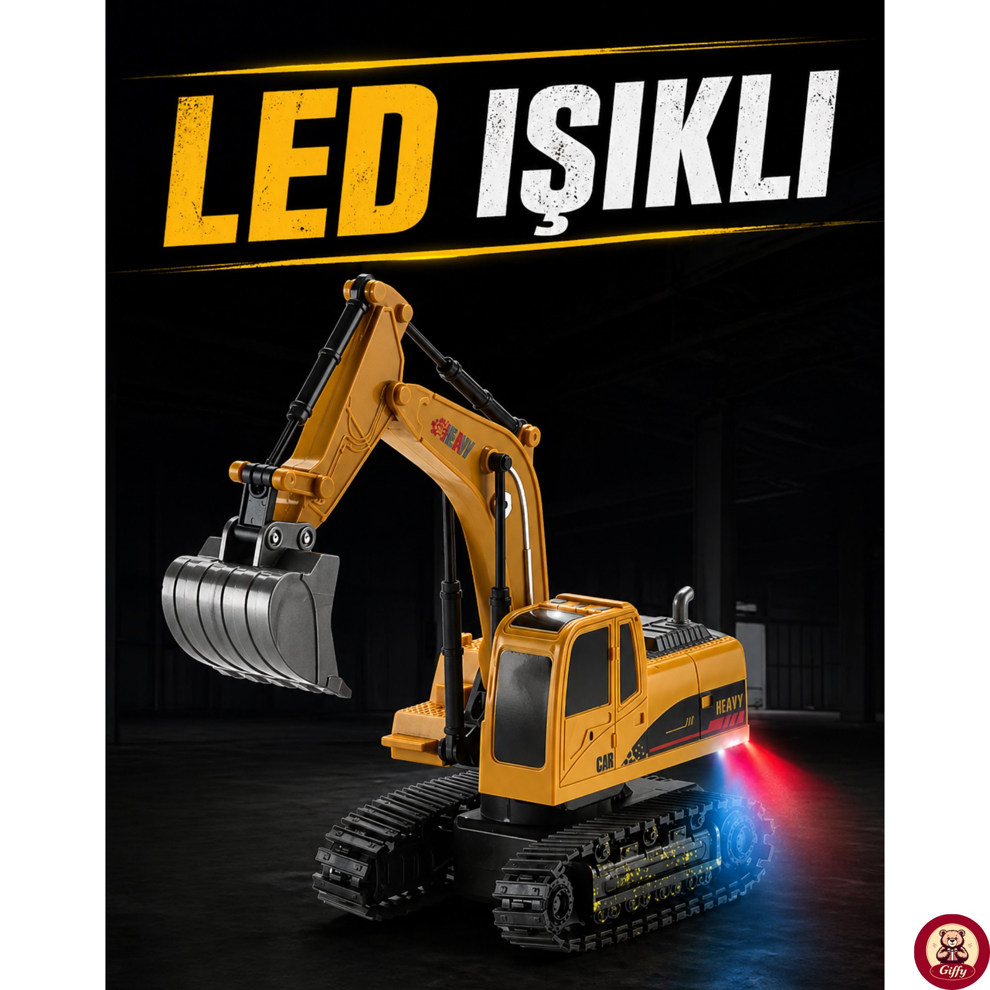 Oyuncak Uzaktan Kumandalı Şarjlı Ekskavatör Oyuncak Kepçe Full Fonksiyon LED Işıklı Paletli İş Makinesi RC İş Makinesi