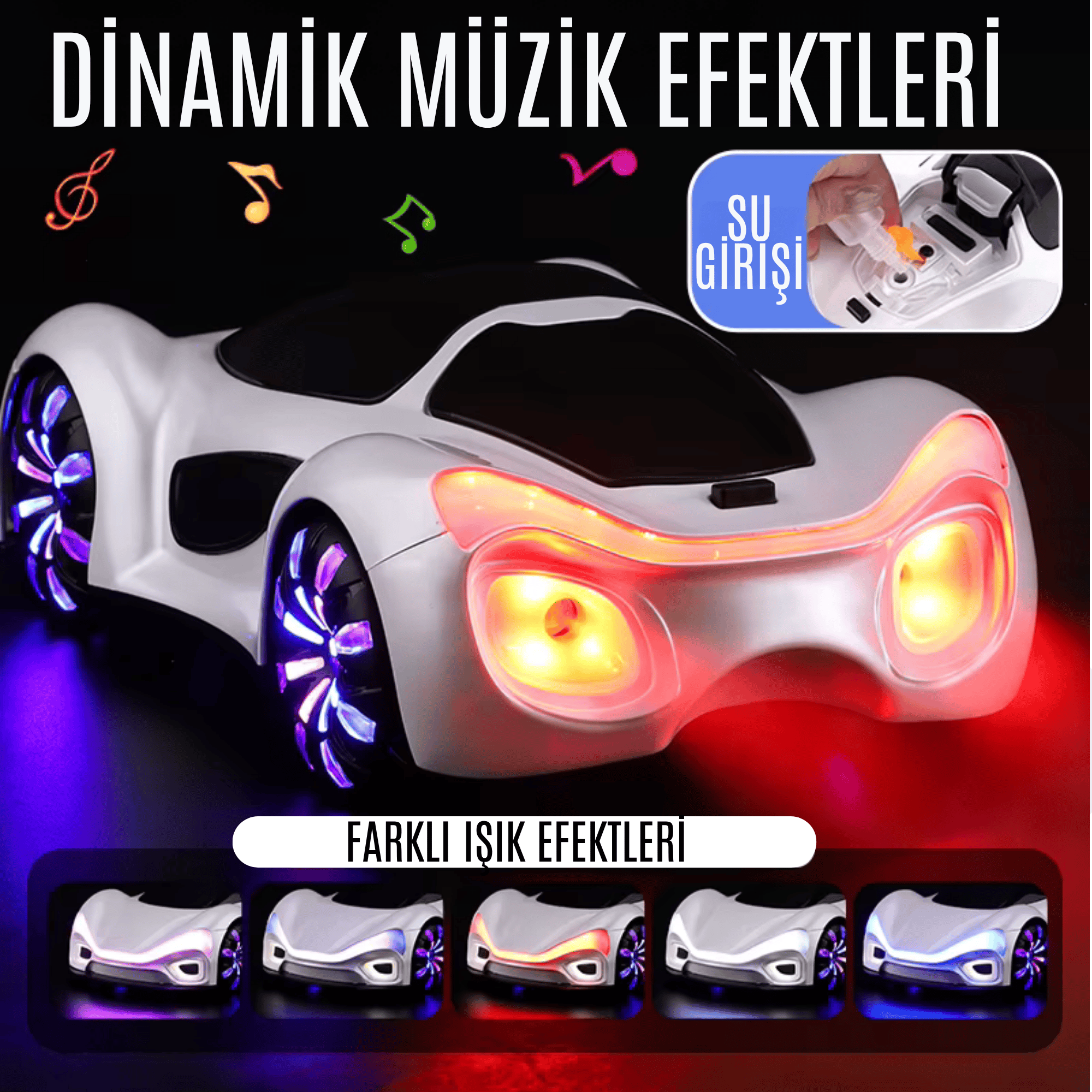 Oyuncak Uzaktan Kumandalı Şarjlı Elektrikli Araba 4X4 Şarj İstasyonlu Led Işıklı Sesli Müzikli RC (Beyaz)